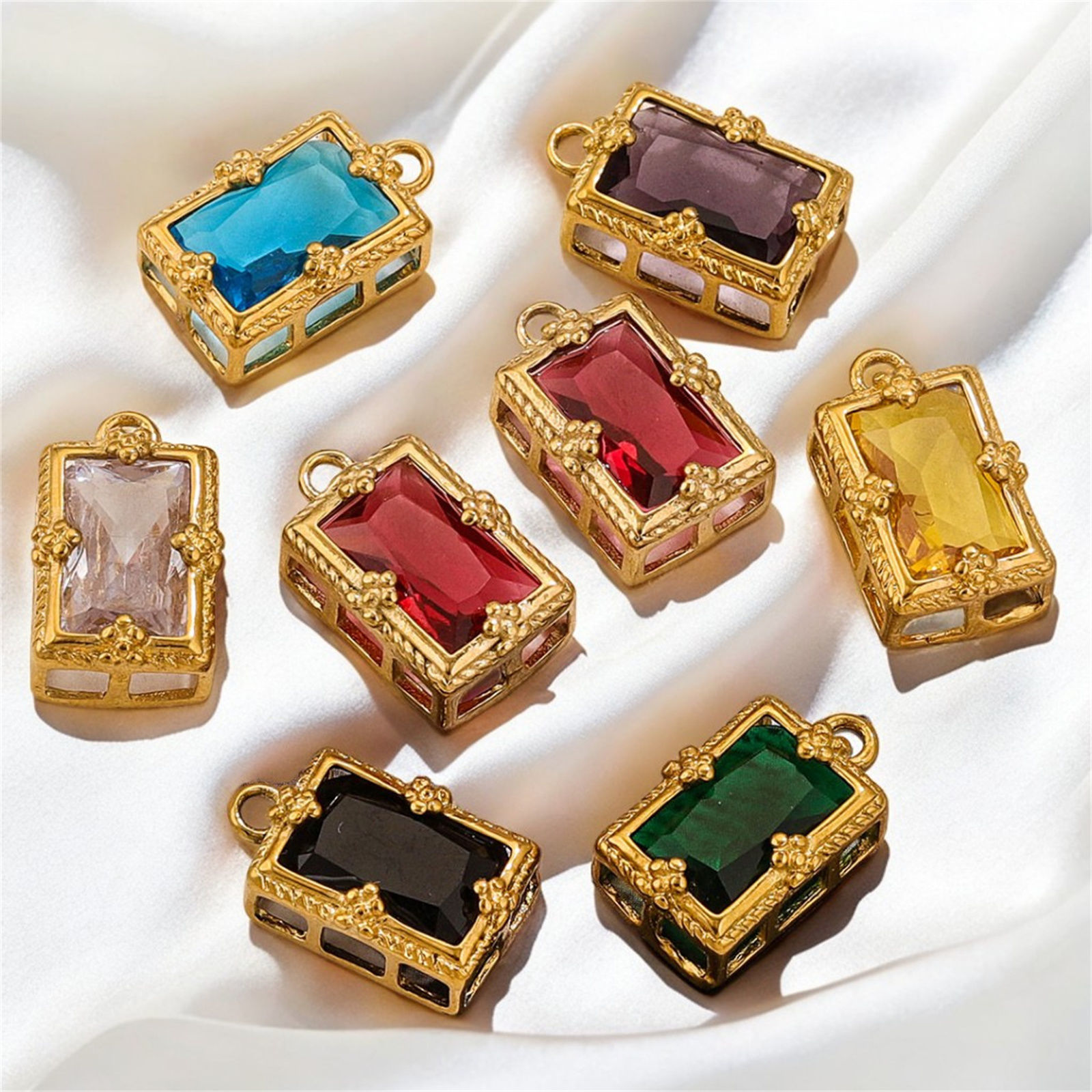 Picture of Vacuum Plating 304 Stainless Steel Charms 18K Gold Plated Rectangle 17mm x 10mm