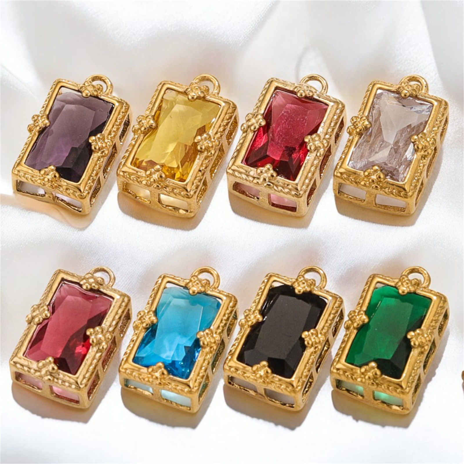 Picture of Vacuum Plating 304 Stainless Steel Charms 18K Gold Plated Rectangle 17mm x 10mm
