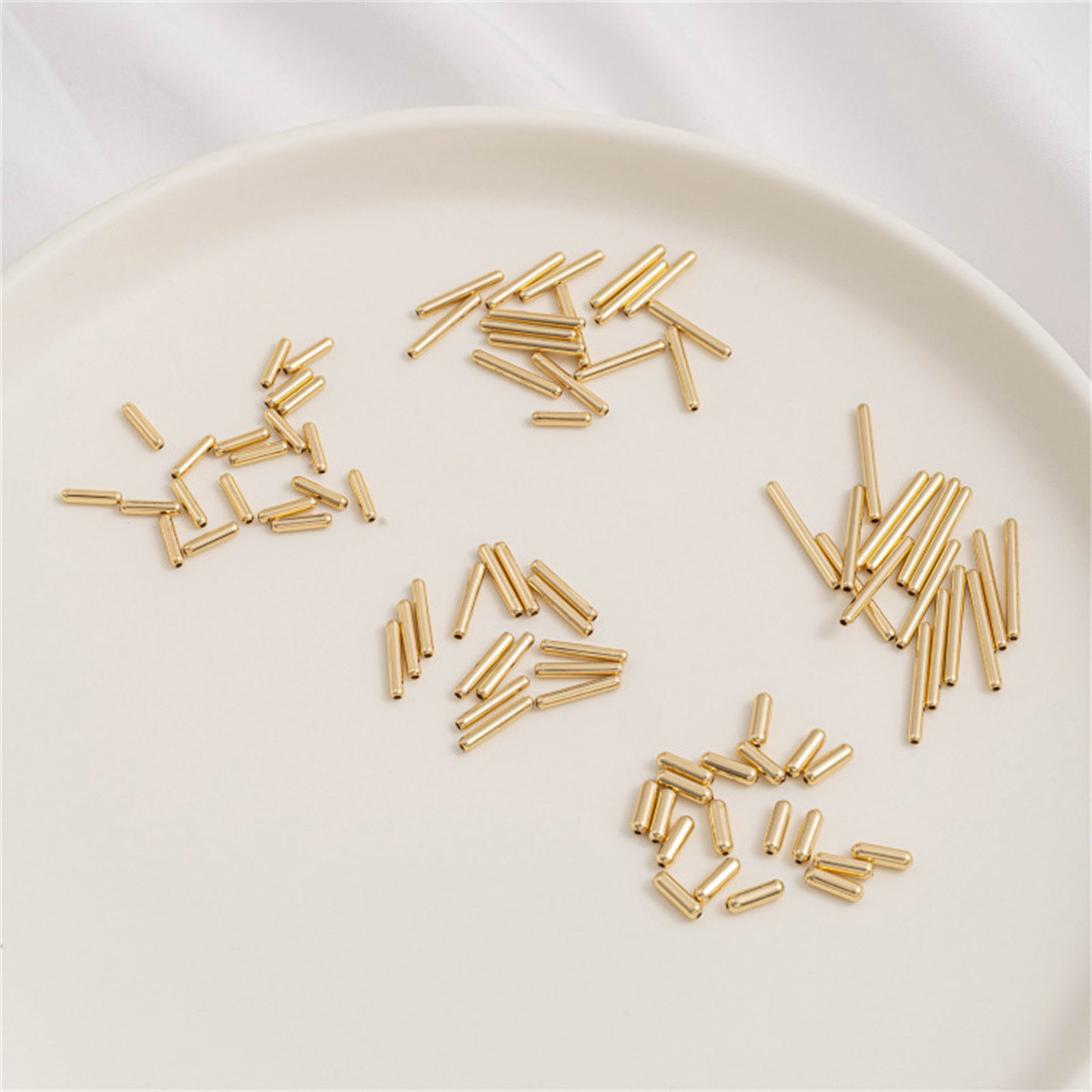 Bild von 10 Stück Messing Perlen zur DIY-Schmuckherstellung 14K Echtgold plattiert Tube