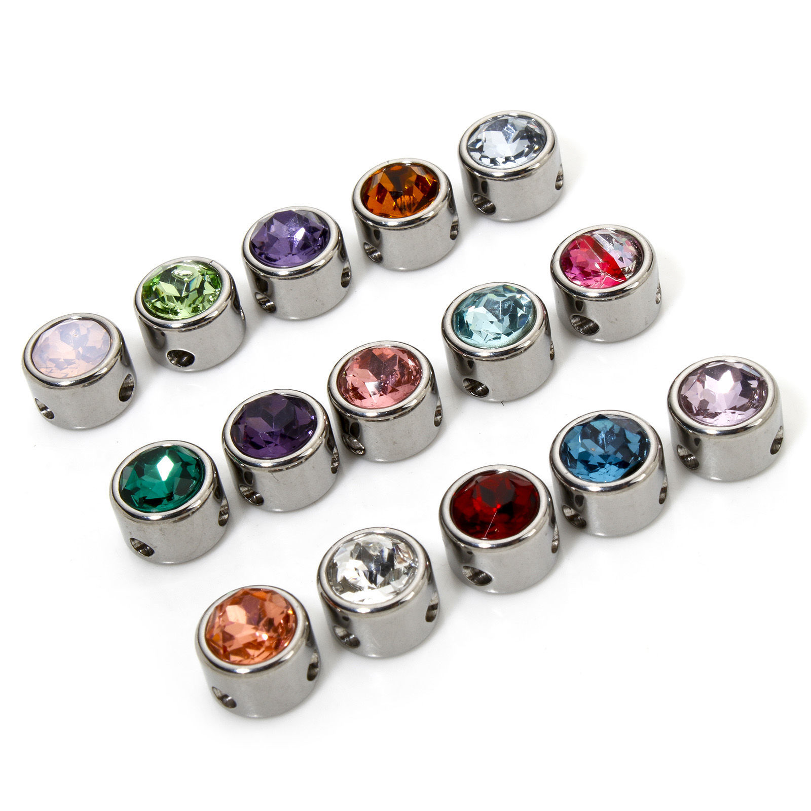 Bild von 304 Edelstahl Perlen zur DIY-Schmuckherstellung Flachrund Silberfarbe 8mm D., Loch: ca. 1.6mm