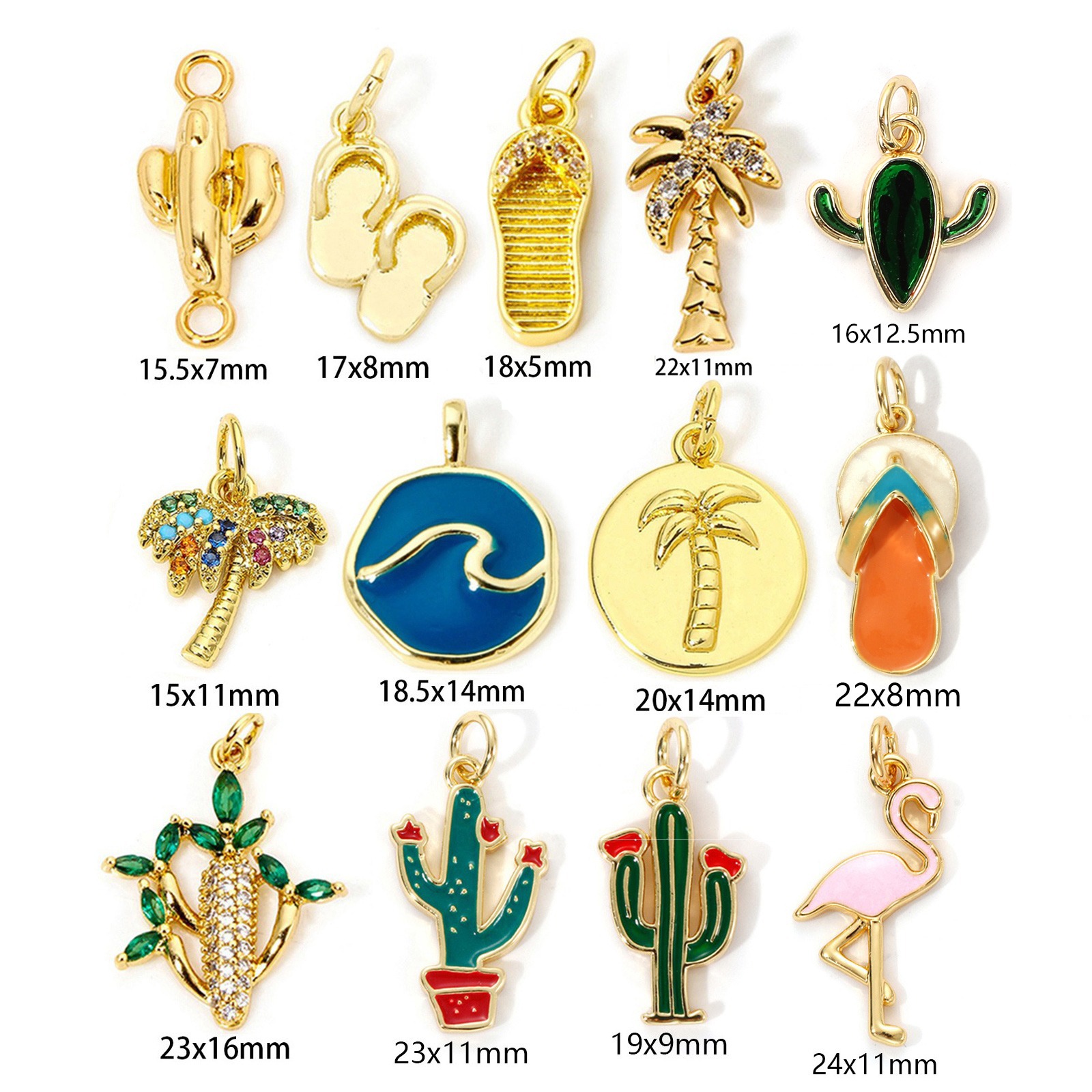Picture of Eco-friendly Brass Charms 18K Real Gold Plated Cactus Coconut Palm Tree