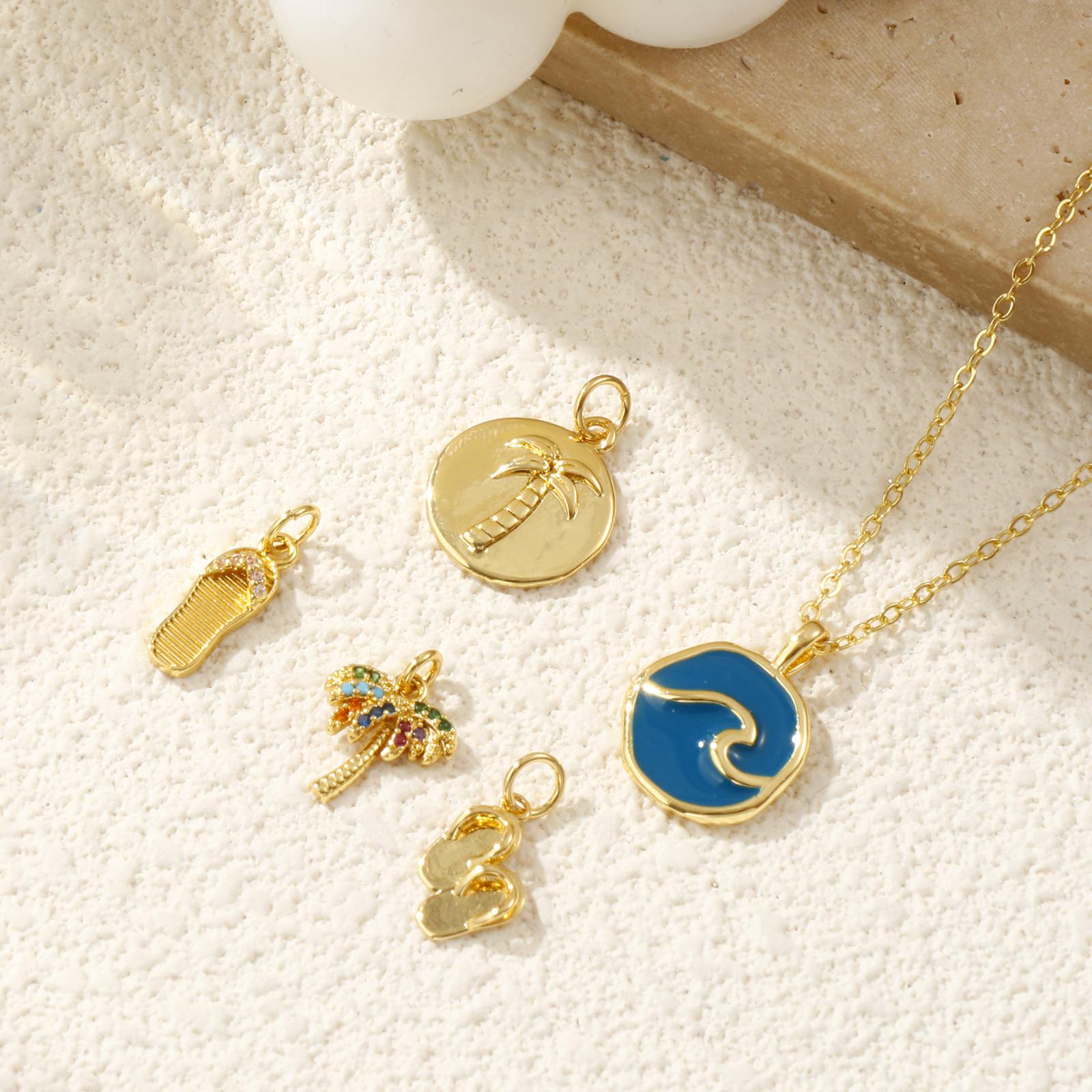 Picture of Eco-friendly Brass Charms 18K Real Gold Plated Cactus Coconut Palm Tree