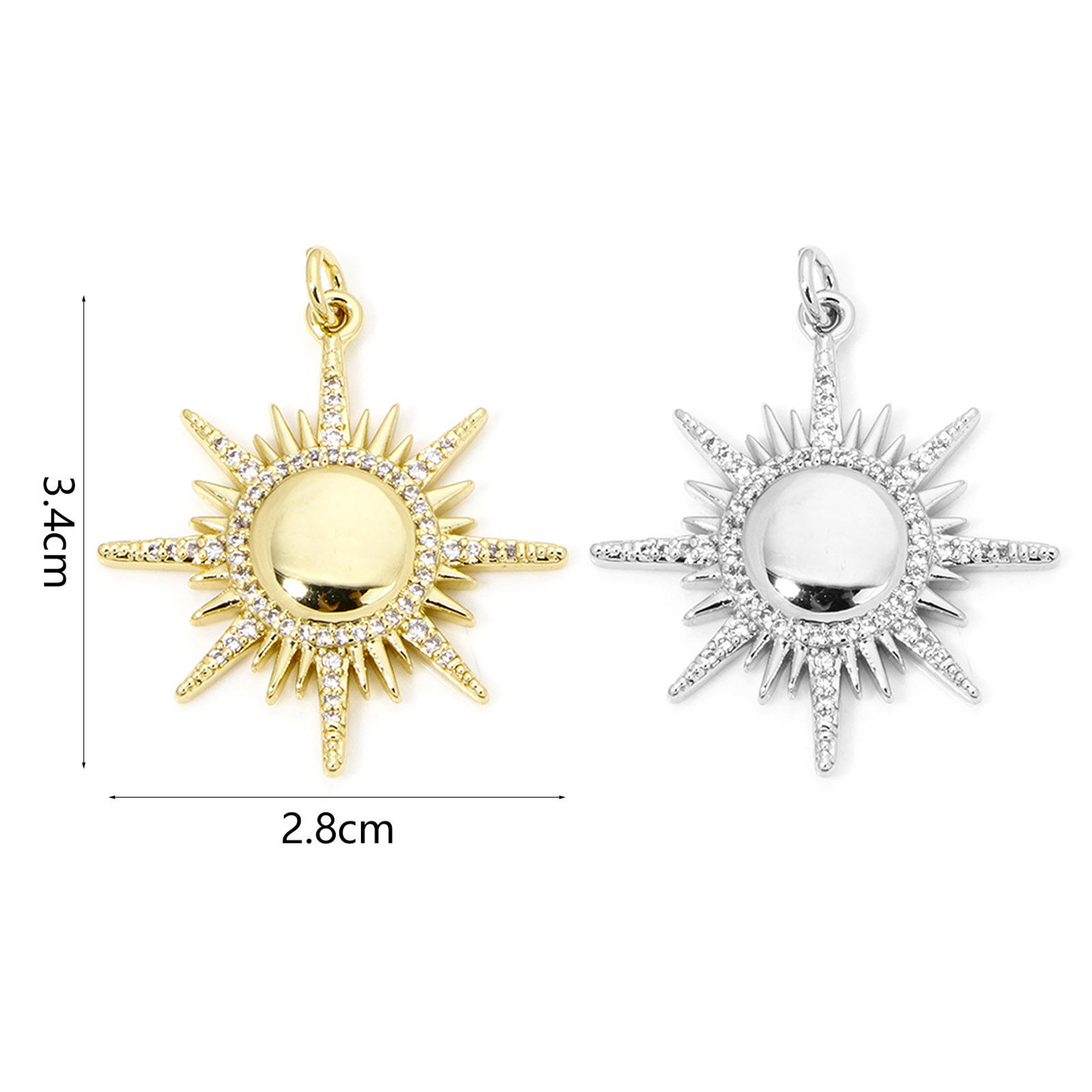 Imagen de 1 Unidad Respetuoso del Medio Ambiente Latón Galaxia Colgantes Sol Oro Real Chapado Micro Pave Claro Circón Artificial 3.4cm x 2.8cm