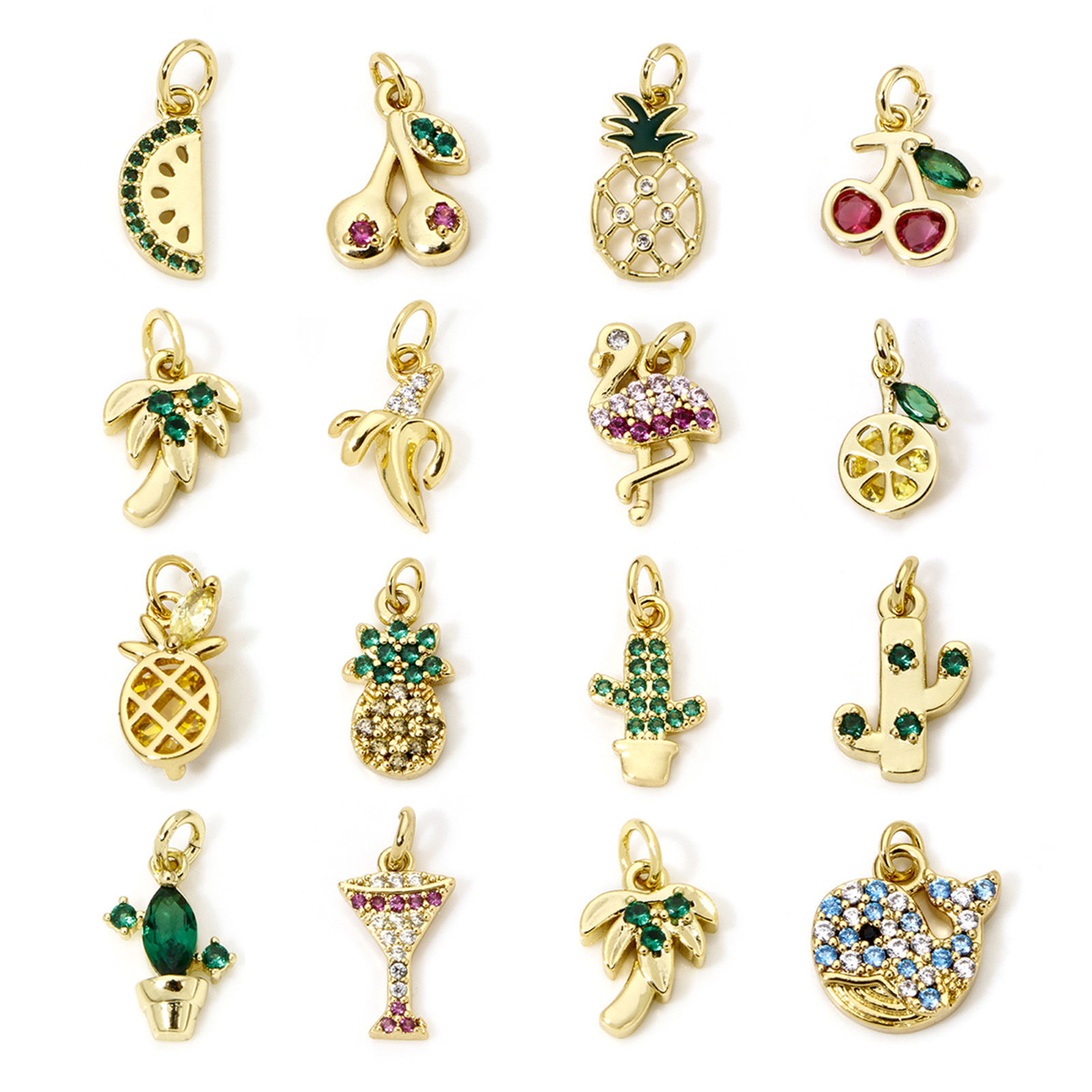Picture of Eco-friendly Brass Charms 18K Real Gold Plated Fruit Tree Micro Pave