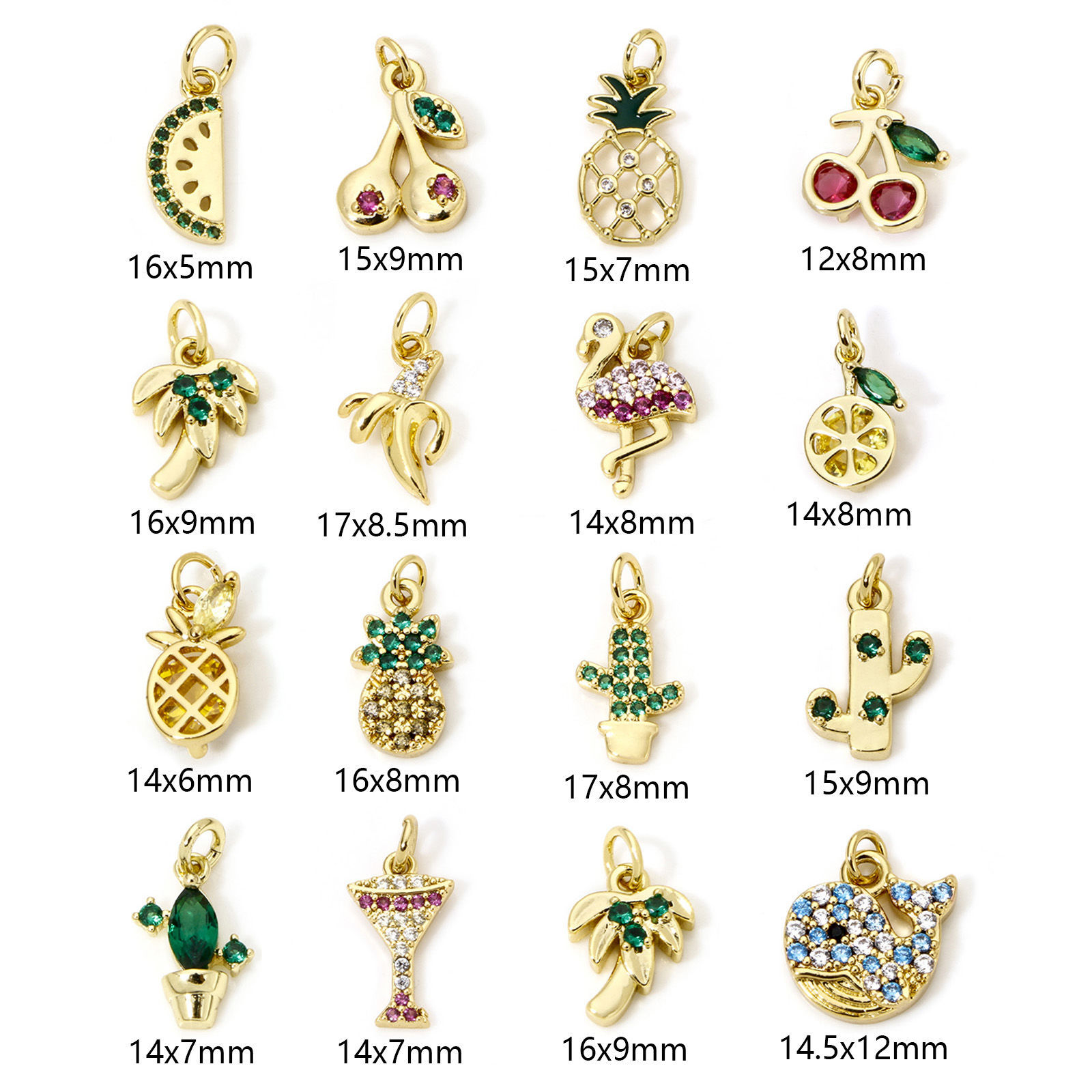 Picture of Eco-friendly Brass Charms 18K Real Gold Plated Fruit Tree Micro Pave