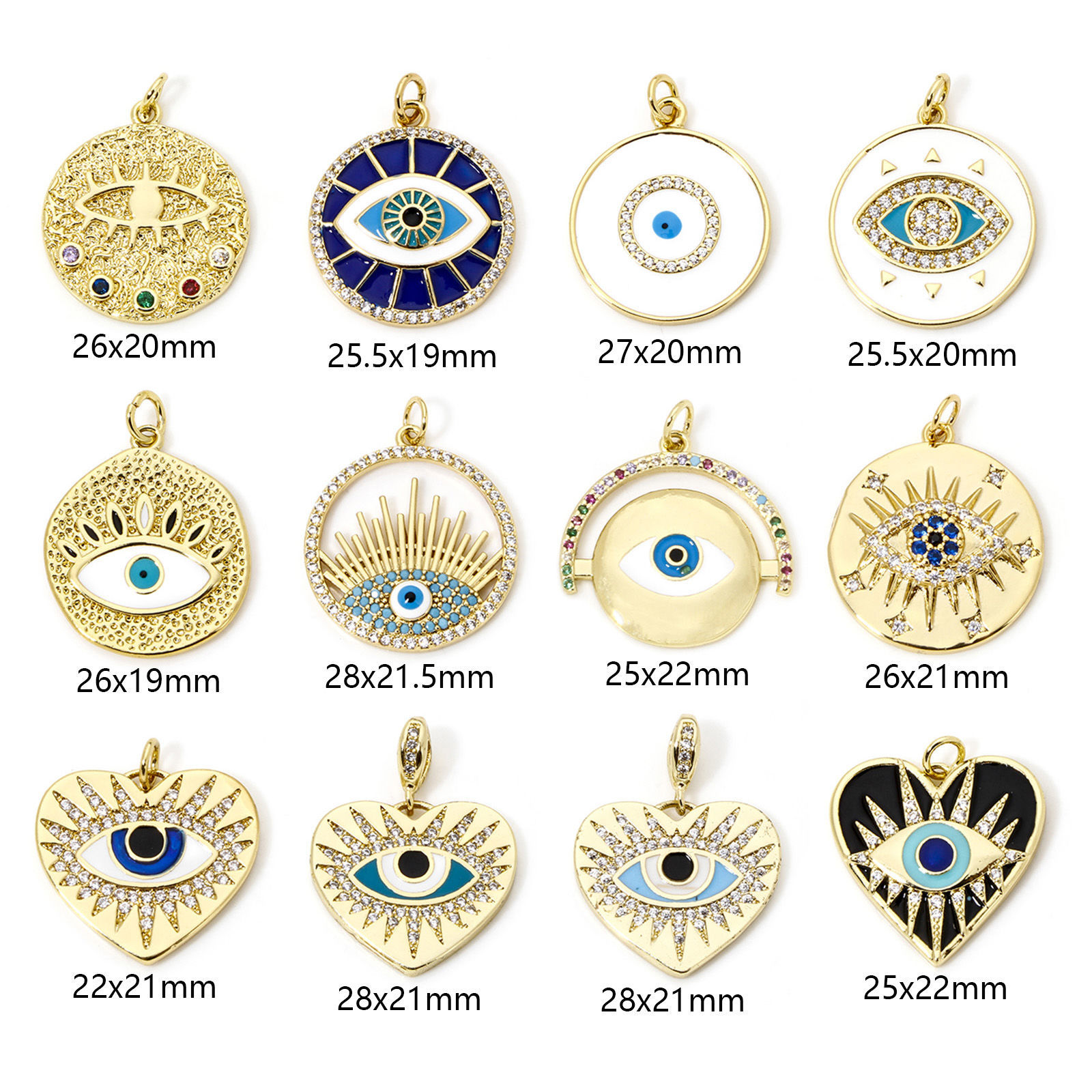 Bild von Umweltfreundlich Messing Religiös Charms 18K Echtgold plattiert Böser Blick Evil Eye
