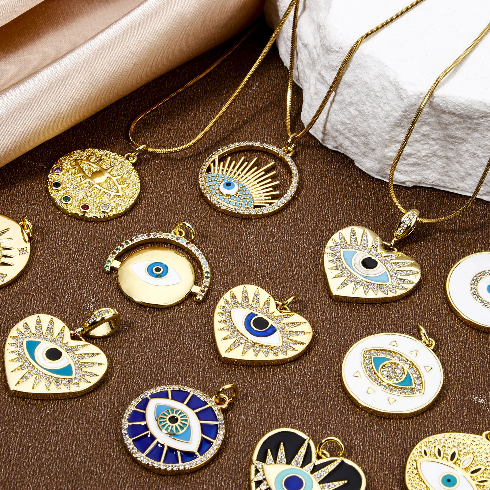 Bild von Umweltfreundlich Messing Religiös Charms 18K Echtgold plattiert Böser Blick Evil Eye