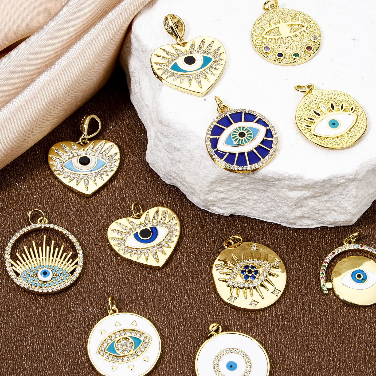 Bild von Umweltfreundlich Messing Religiös Charms 18K Echtgold plattiert Böser Blick Evil Eye