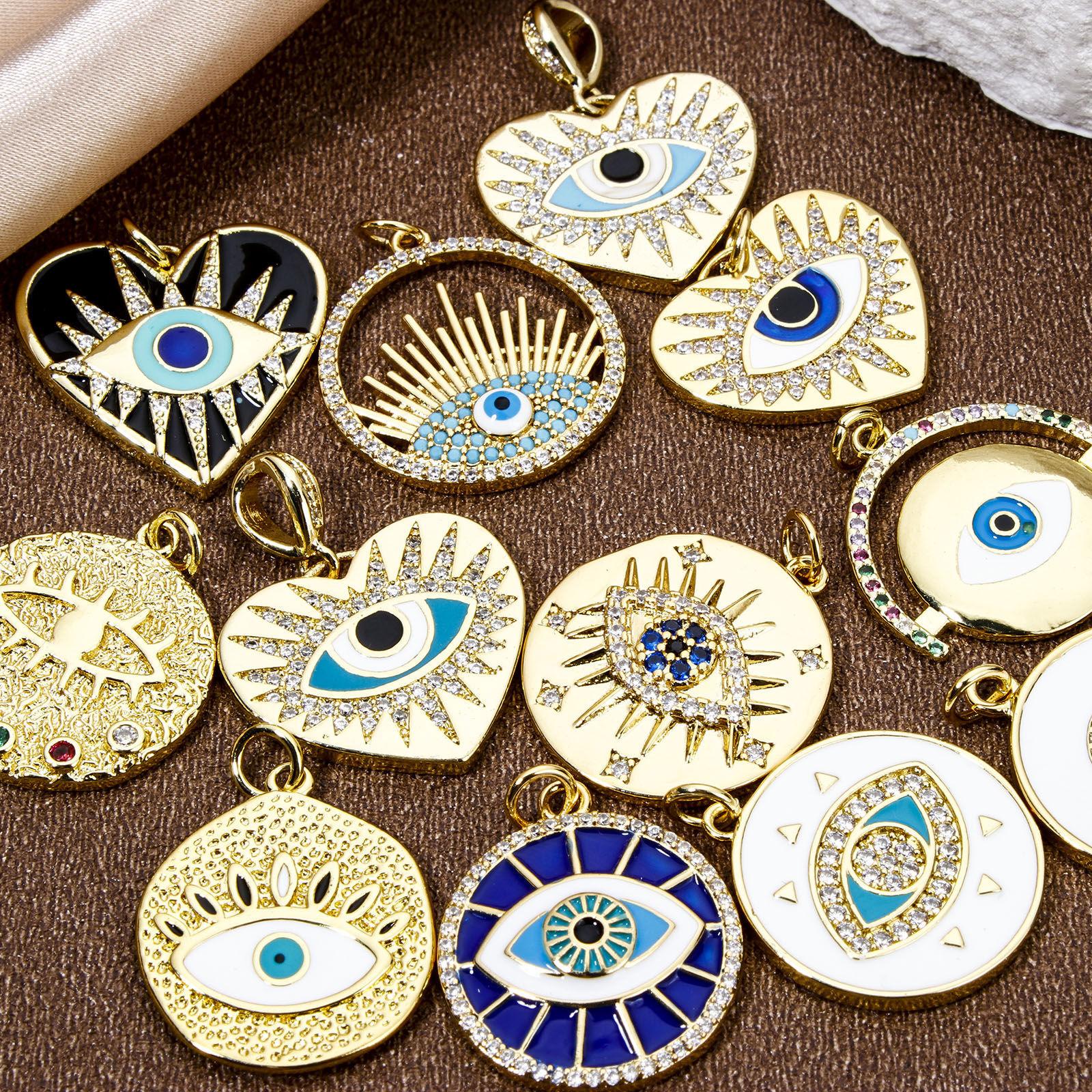 Bild von Umweltfreundlich Messing Religiös Charms 18K Echtgold plattiert Böser Blick Evil Eye