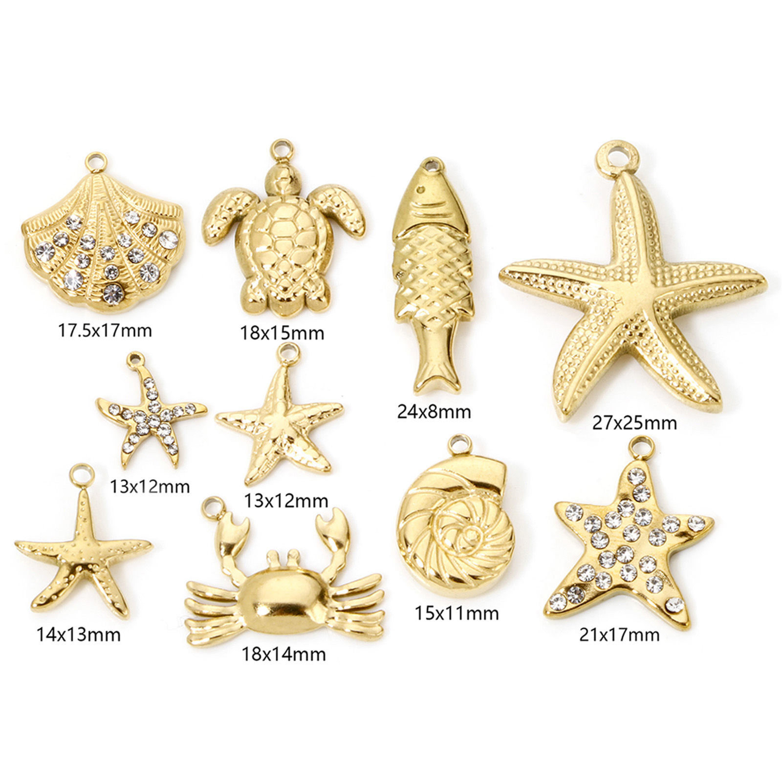 Bild von Umweltfreundliche Vakuumbeschichtung 304 Edelstahl Ozean Schmuck Charms Schildkroete Vergoldet Seesterne