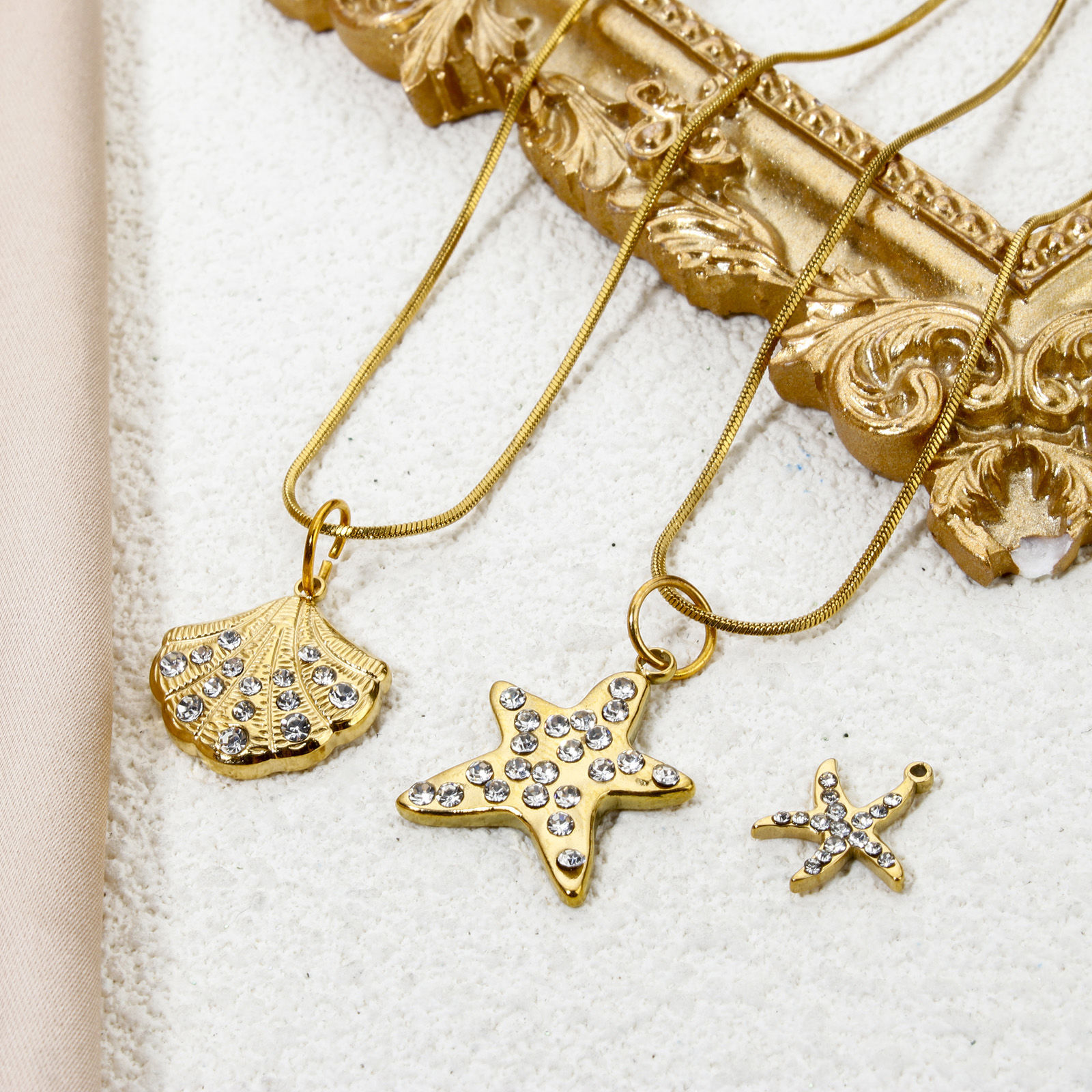 Bild von Umweltfreundliche Vakuumbeschichtung 304 Edelstahl Ozean Schmuck Charms Schildkroete Vergoldet Seesterne