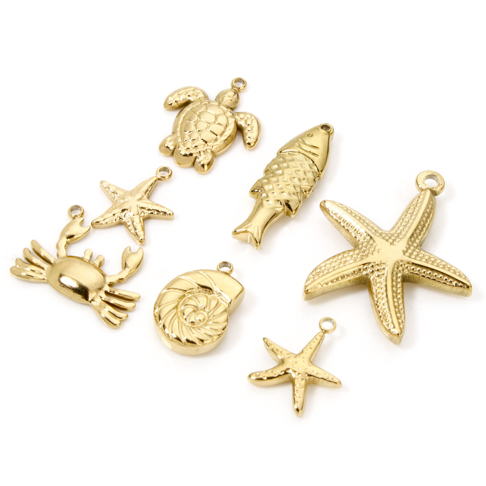 Bild von Umweltfreundliche Vakuumbeschichtung 304 Edelstahl Ozean Schmuck Charms Schildkroete Vergoldet Seesterne