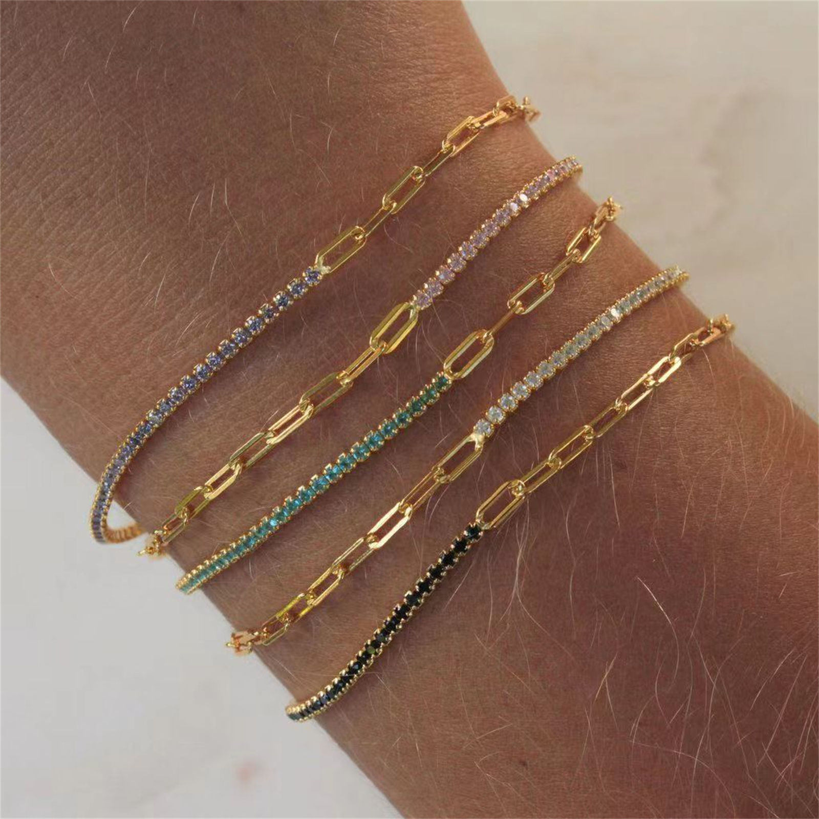 Picture of Eco-friendly Simple Real Gold Plated 304 Stainless Steel Splicing Bracelets 17cm(6.7") long