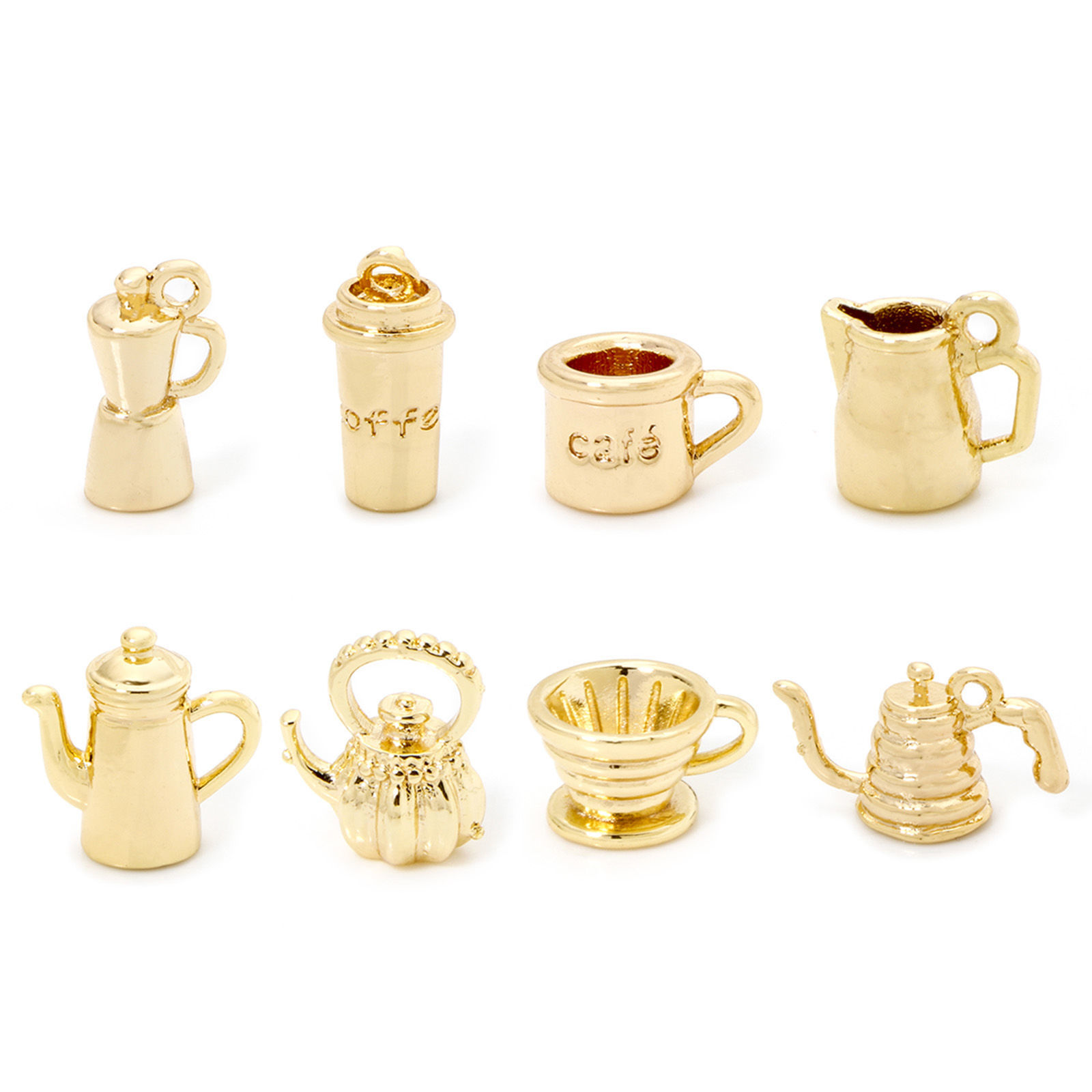 Image de 2 Pcs Breloques en Laiton Plaqué Or 18K Vaisselles 3D