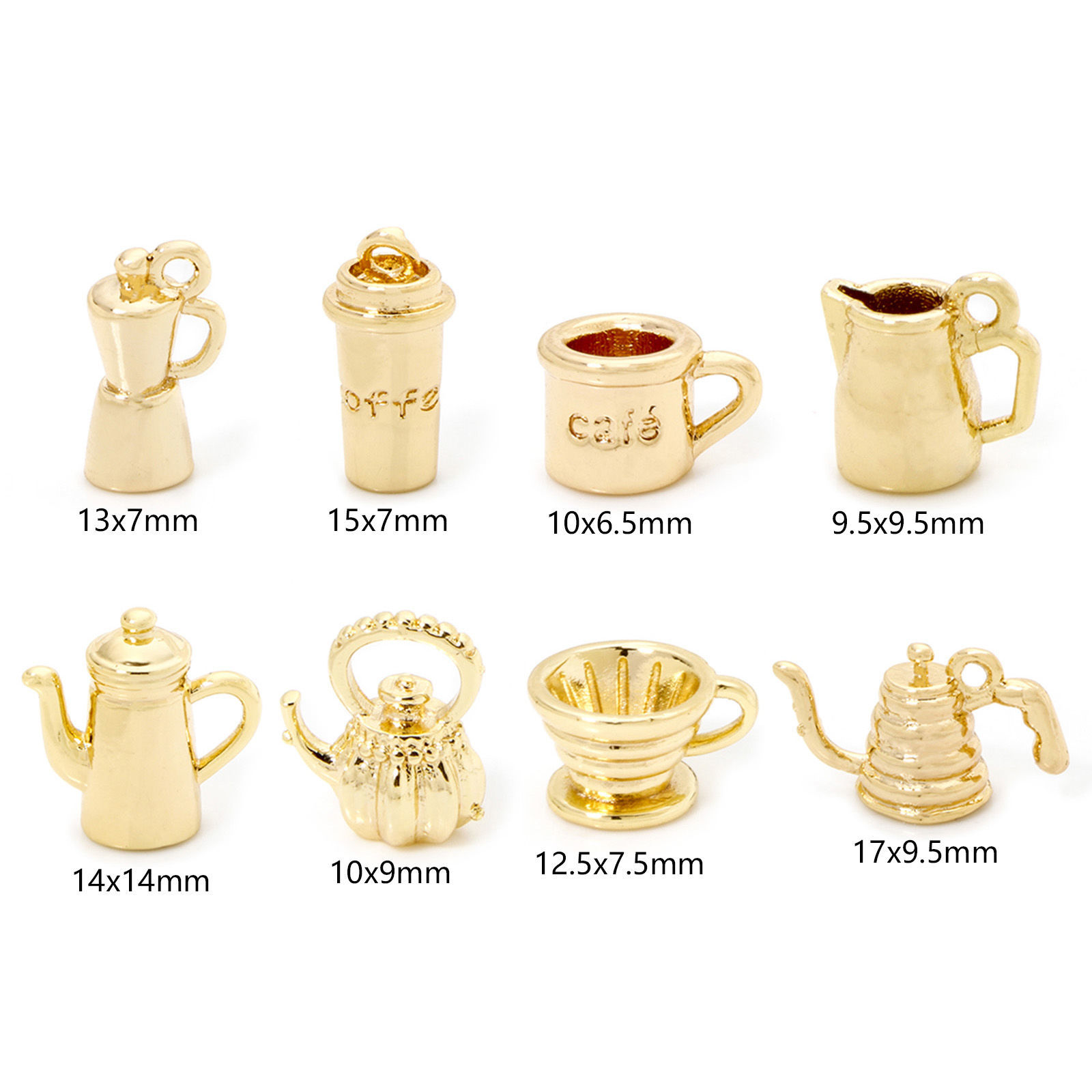 Image de 2 Pcs Breloques en Laiton Plaqué Or 18K Vaisselles 3D