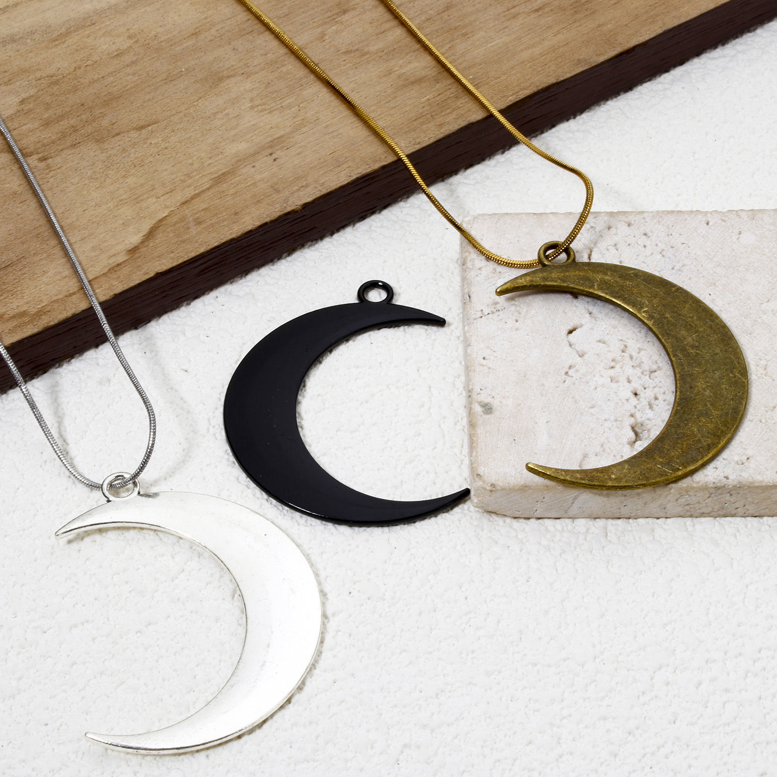 Picture of Zinc Based Alloy Galaxy Pendants Crescent Moon 4.3cm x 3.2cm