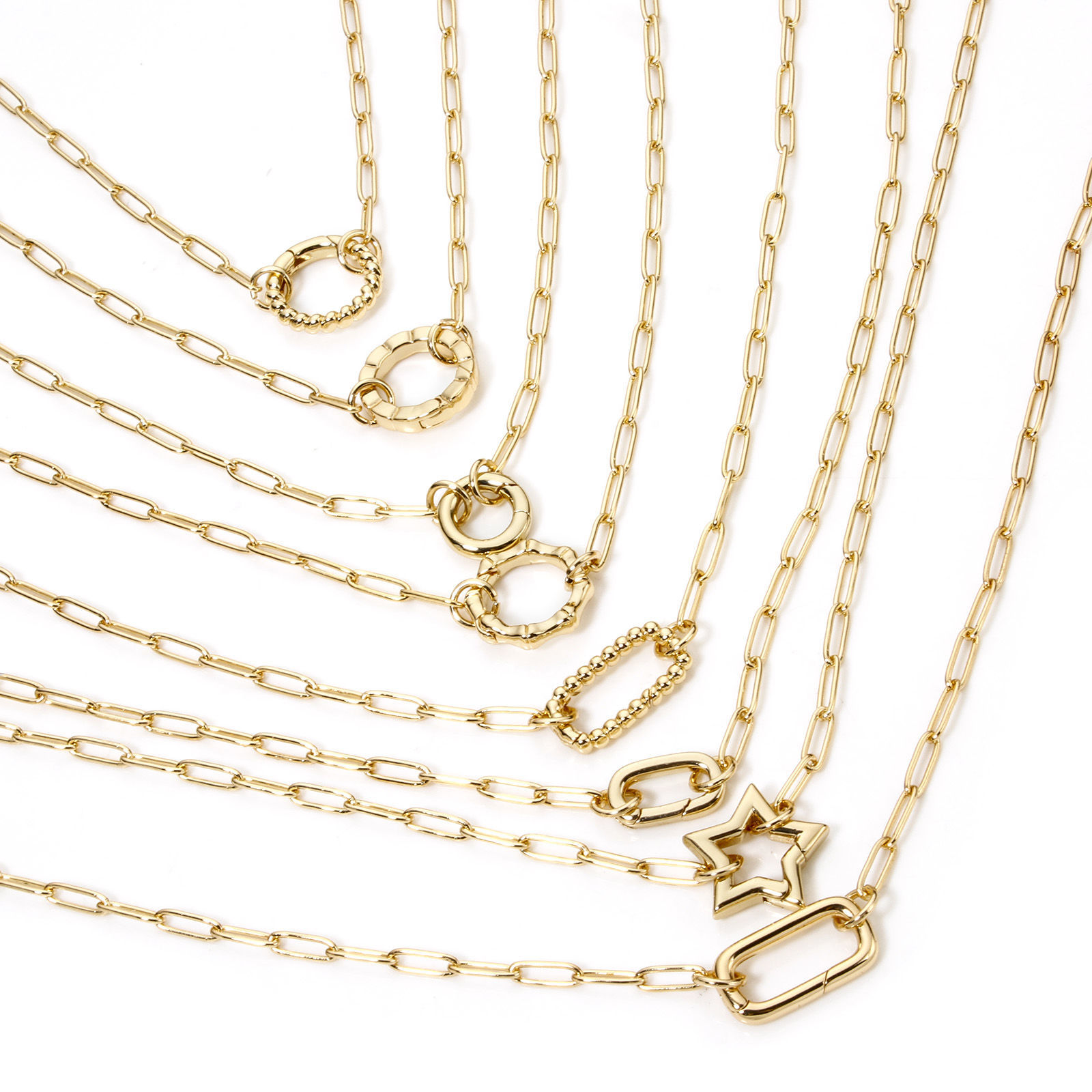 Picture of 1 Piece Brass Paperclip Chain Necklace Gold Plated With Spring Ring Clasp