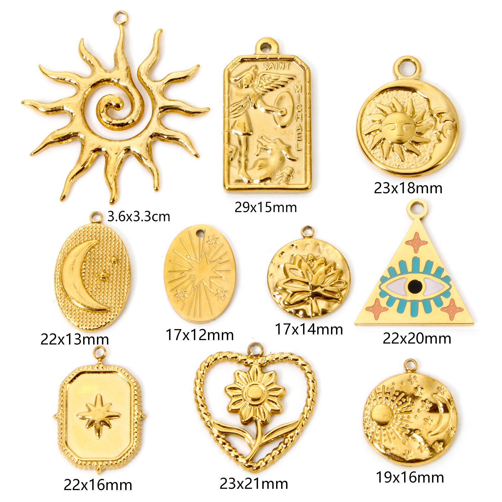 Bild von Umweltfreundliche Vakuumbeschichtung 304 Edelstahl Charms Sonne Vergoldet Stern