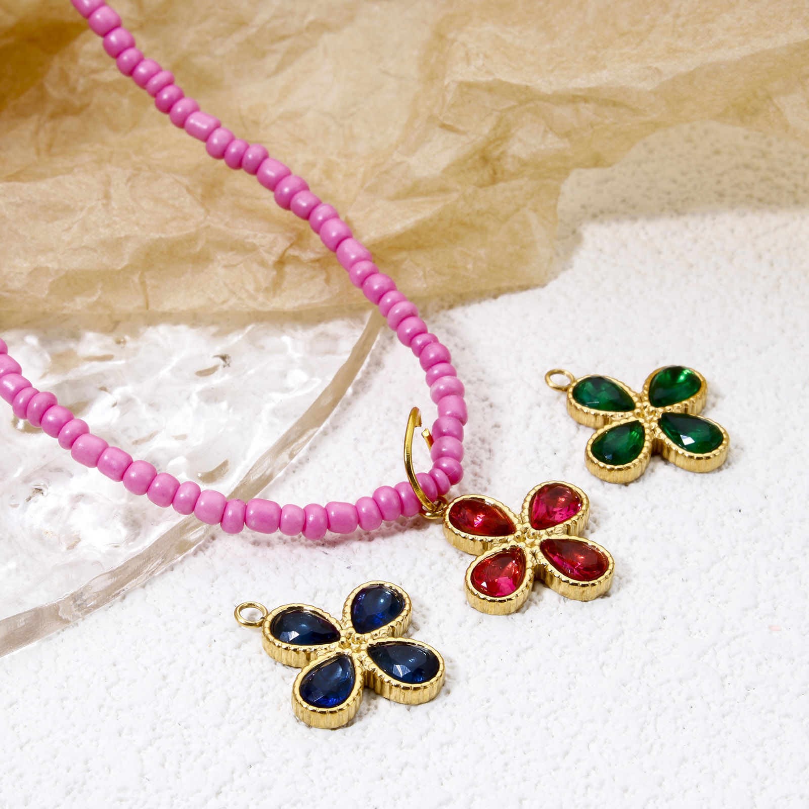 Imagen de 1 Unidad Enchapado al Vacío Ecológico 304 Acero Inoxidable Colgantes Flor Chapado en Oro Multicolor Circón Artificial 19.5mm x 17mm