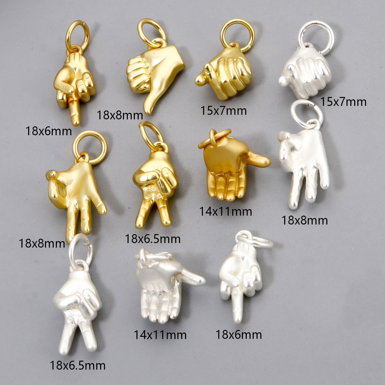 Imagen de 2 Unidades Respetuoso del Medio Ambiente Latón Colgantes Manoteo Oro Real Chapado 3D