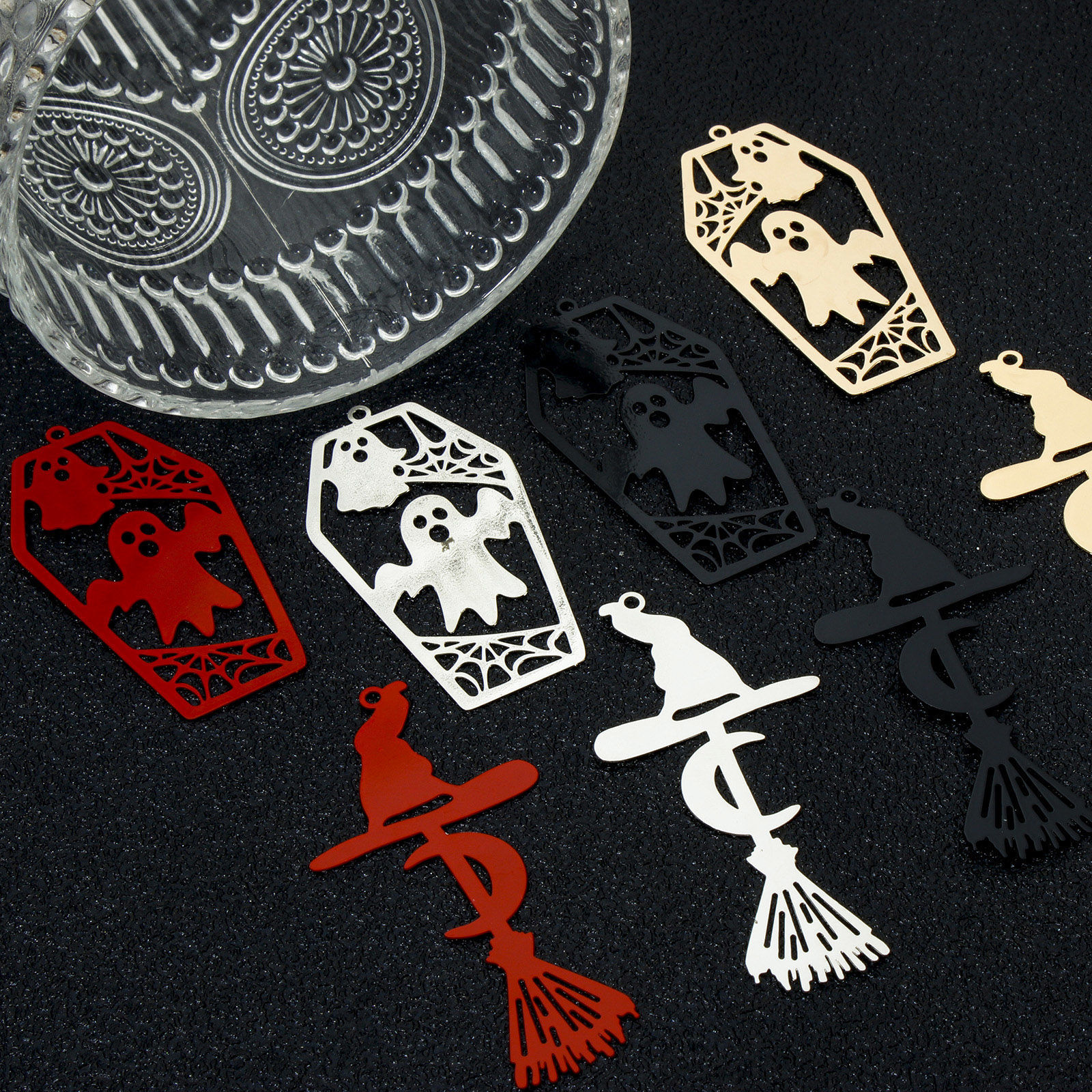 Imagen de 10 Unidades Hierro Halloween Colgantes Multicolor Filigrana Estampación