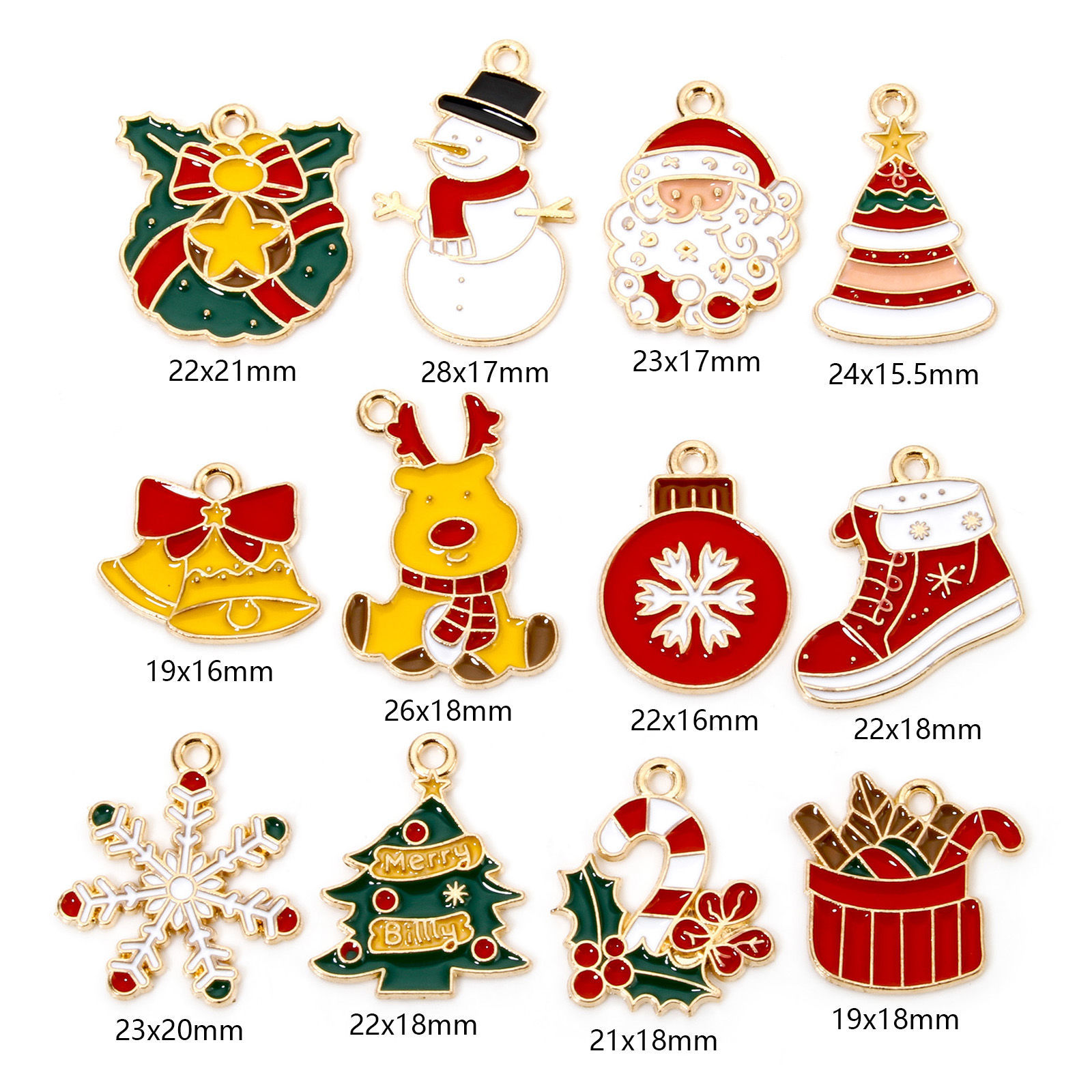 Imagen de 20 Unidades Zamak Navidad Colgantes Chapado en Oro Multicolor Esmalte