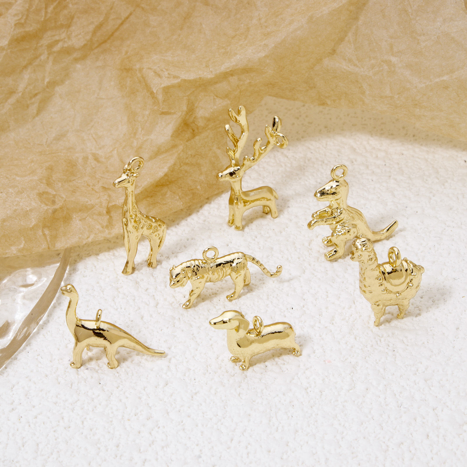 Imagen de 2 Unidades Latón Colgantes Animal Chapado en Oro de 18K 3D