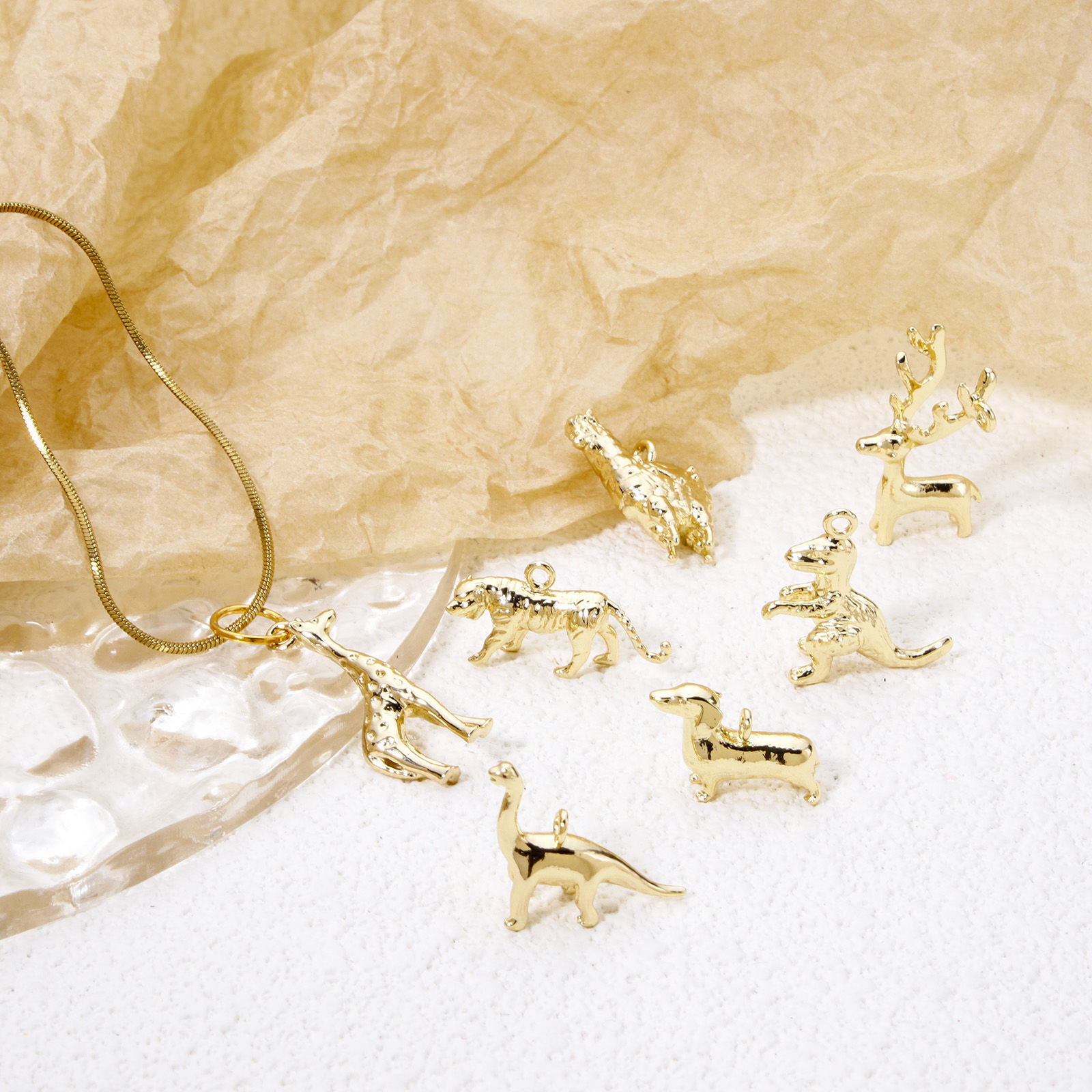 Imagen de 2 Unidades Latón Colgantes Animal Chapado en Oro de 18K 3D