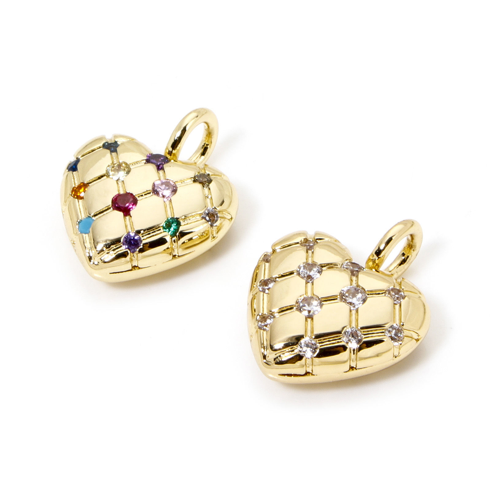 Imagen de 1 Unidad Latón día de San Valentín Colgantes Corazón Chapado en Oro de 18K Textura 17mm x 14mm