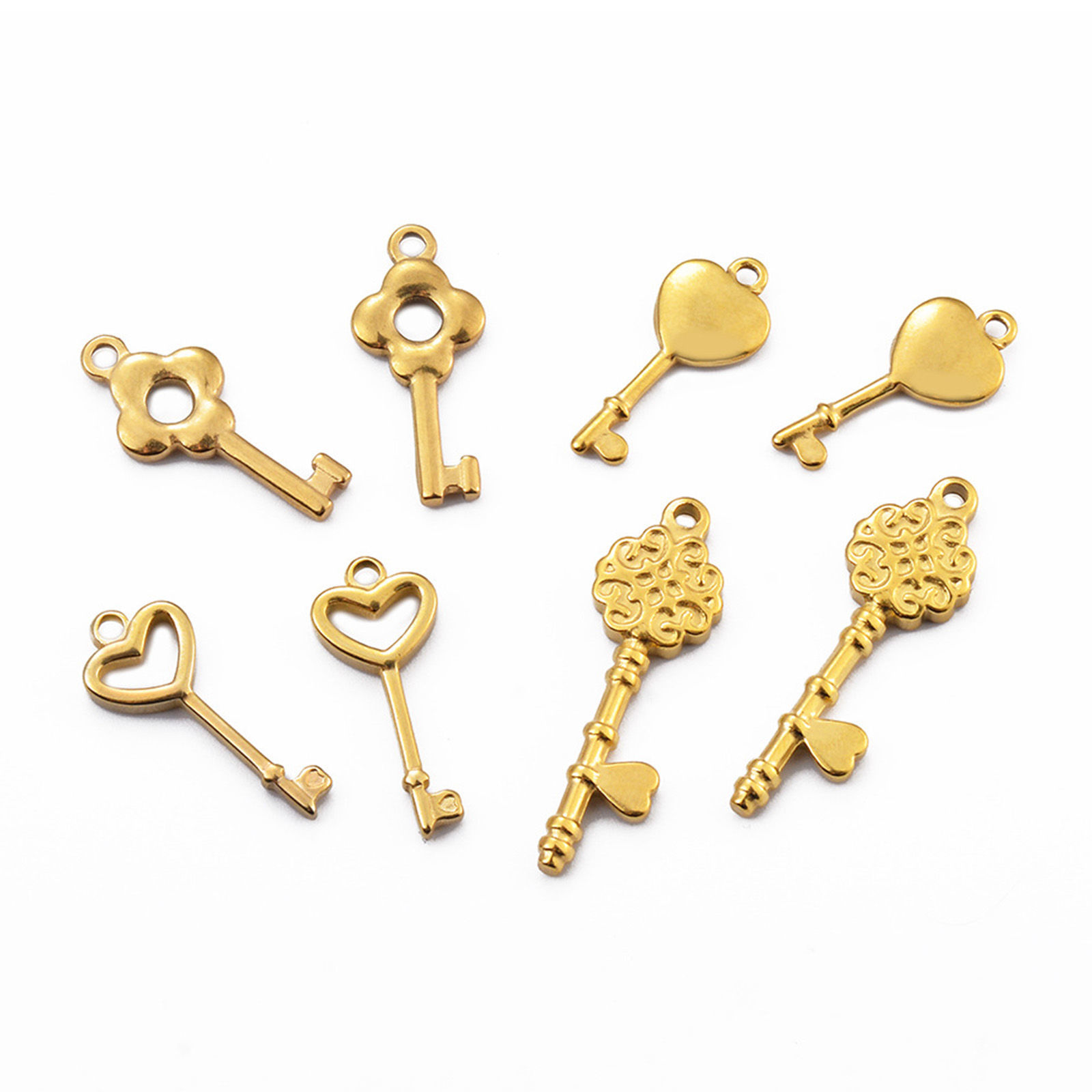 2 個 304ステンレス鋼 チャーム キー 多色 ハート の画像