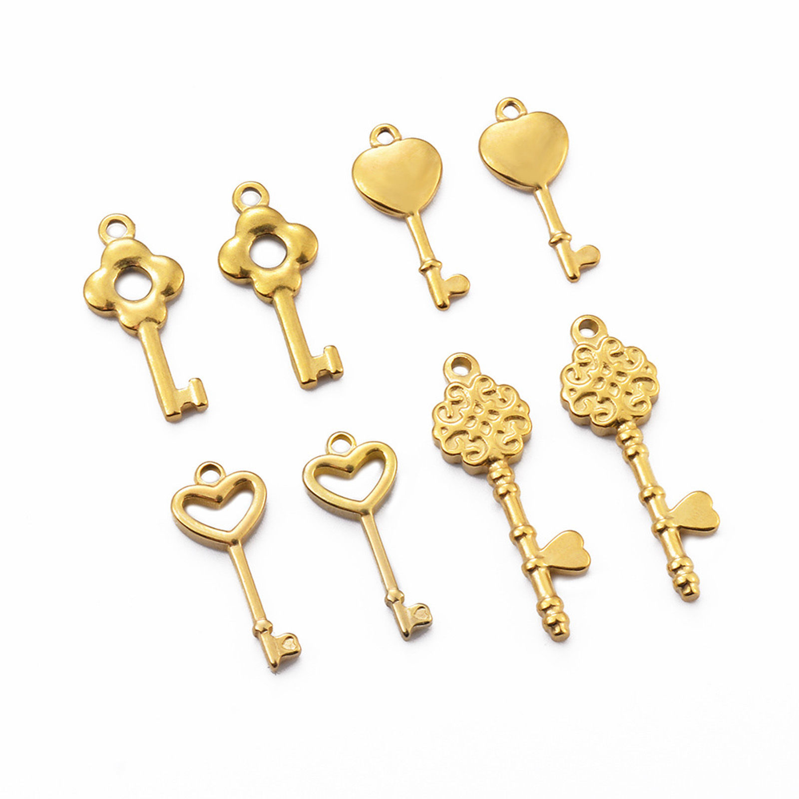 2 個 304ステンレス鋼 チャーム キー 多色 ハート の画像