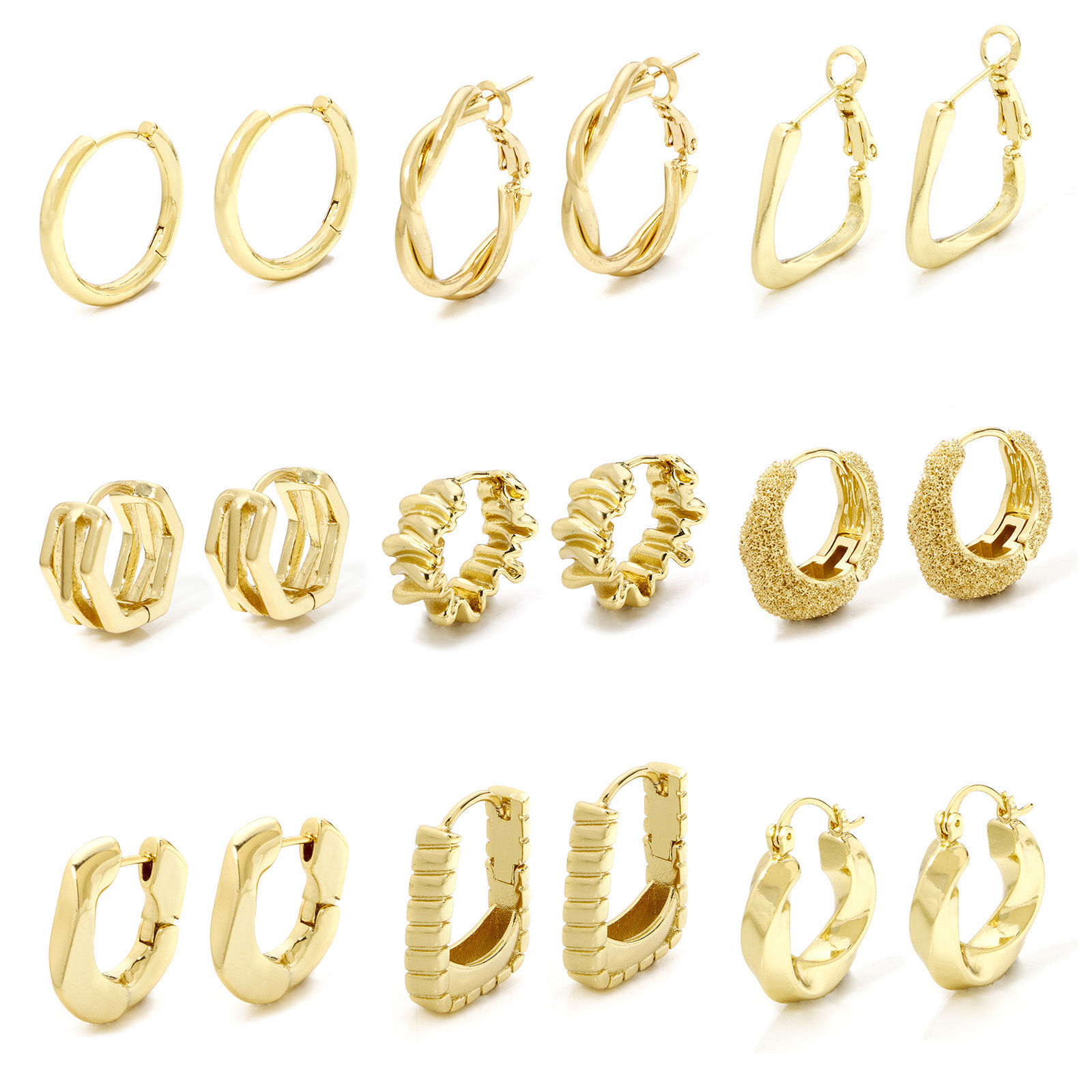 Bild von Umweltfreundlich Minimalistisch Stilvoll 18K Echtgold plattiert Messing Hoop Ohrringe Für Frauen