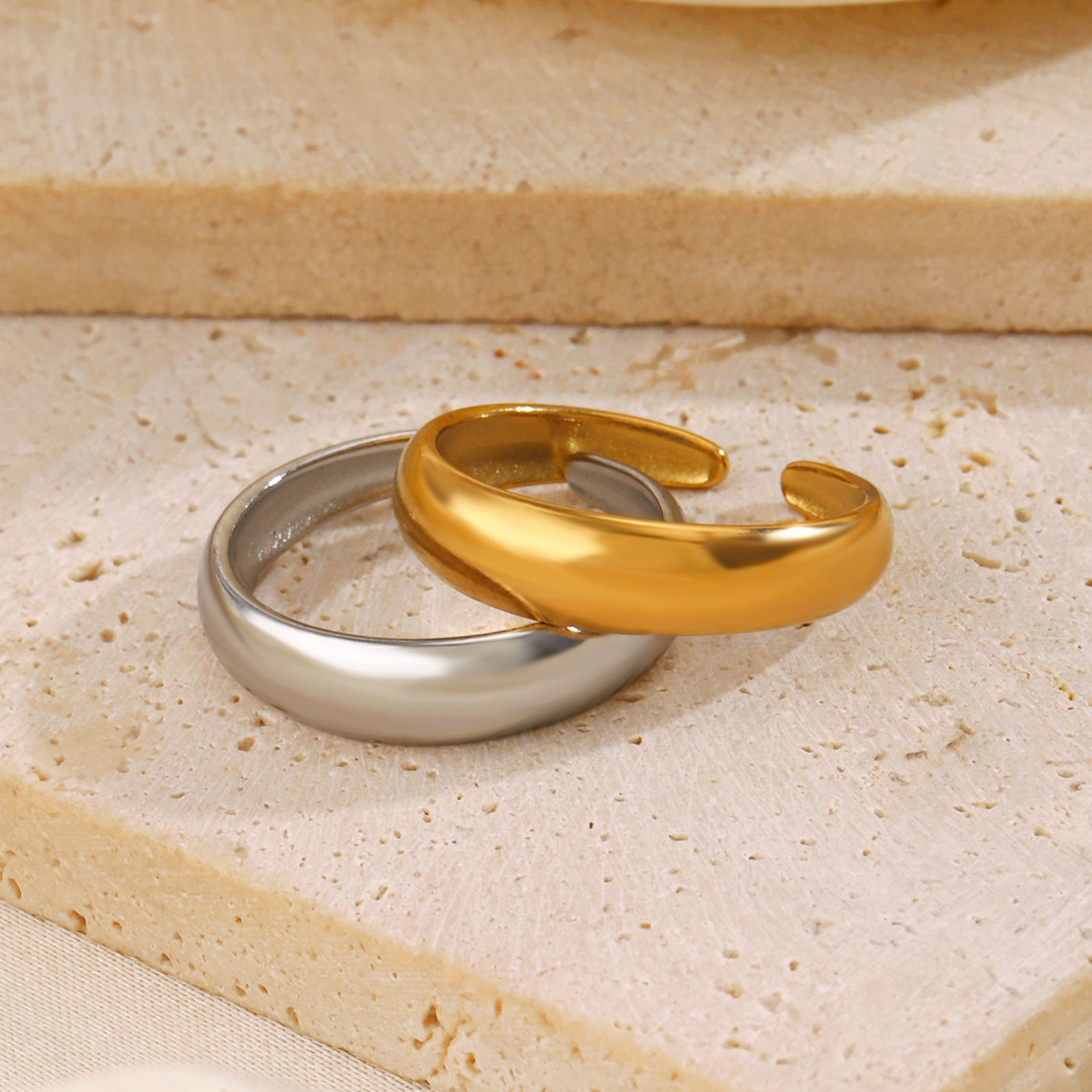 Picture of Stylish Simple Multicolor 304 Stainless Steel Open Smooth Blank Rings For Women 17mm