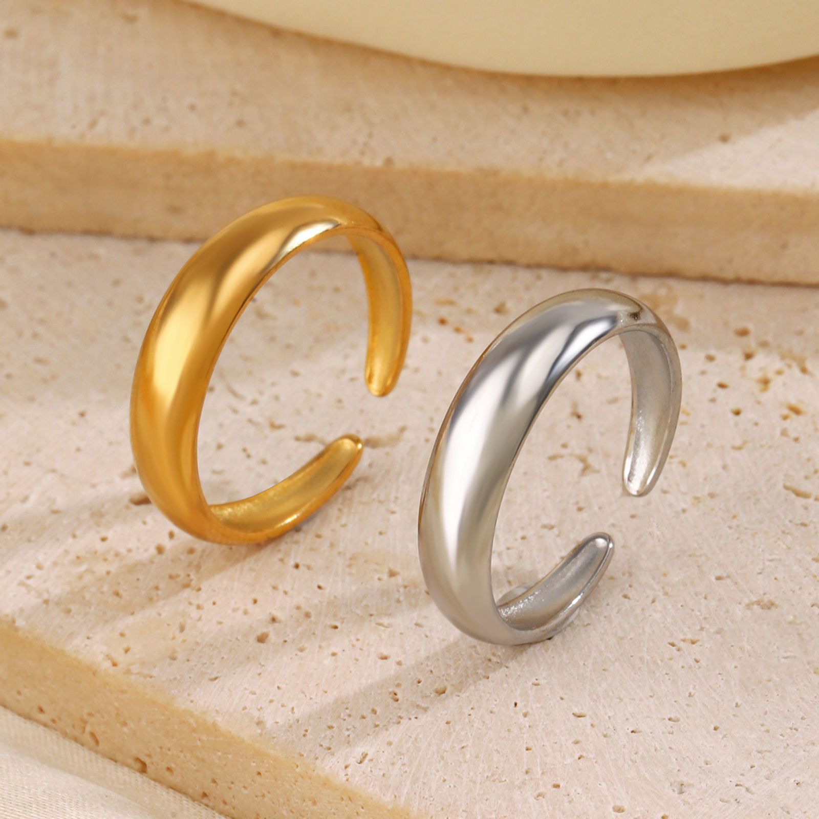 Picture of Stylish Simple Multicolor 304 Stainless Steel Open Smooth Blank Rings For Women 17mm