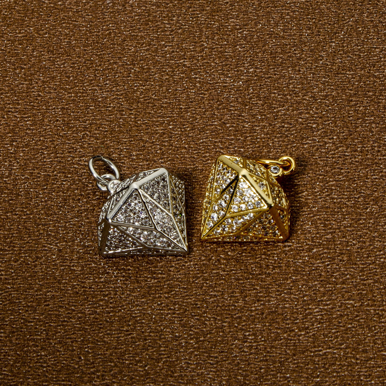 Изображение 1 ШТ Экологичный Латунь Бижутерия усыпанная мелким фианит Подвески Алмаз настоящее золото с покрытием Прозрачный Искусственный Циркон 20мм x 15мм