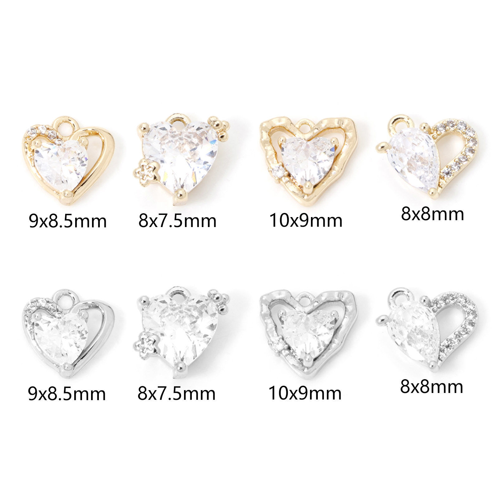 Picture of Eco-friendly Brass Valentine's Day Charms Real Gold Plated Heart Clear Cubic Zirconia