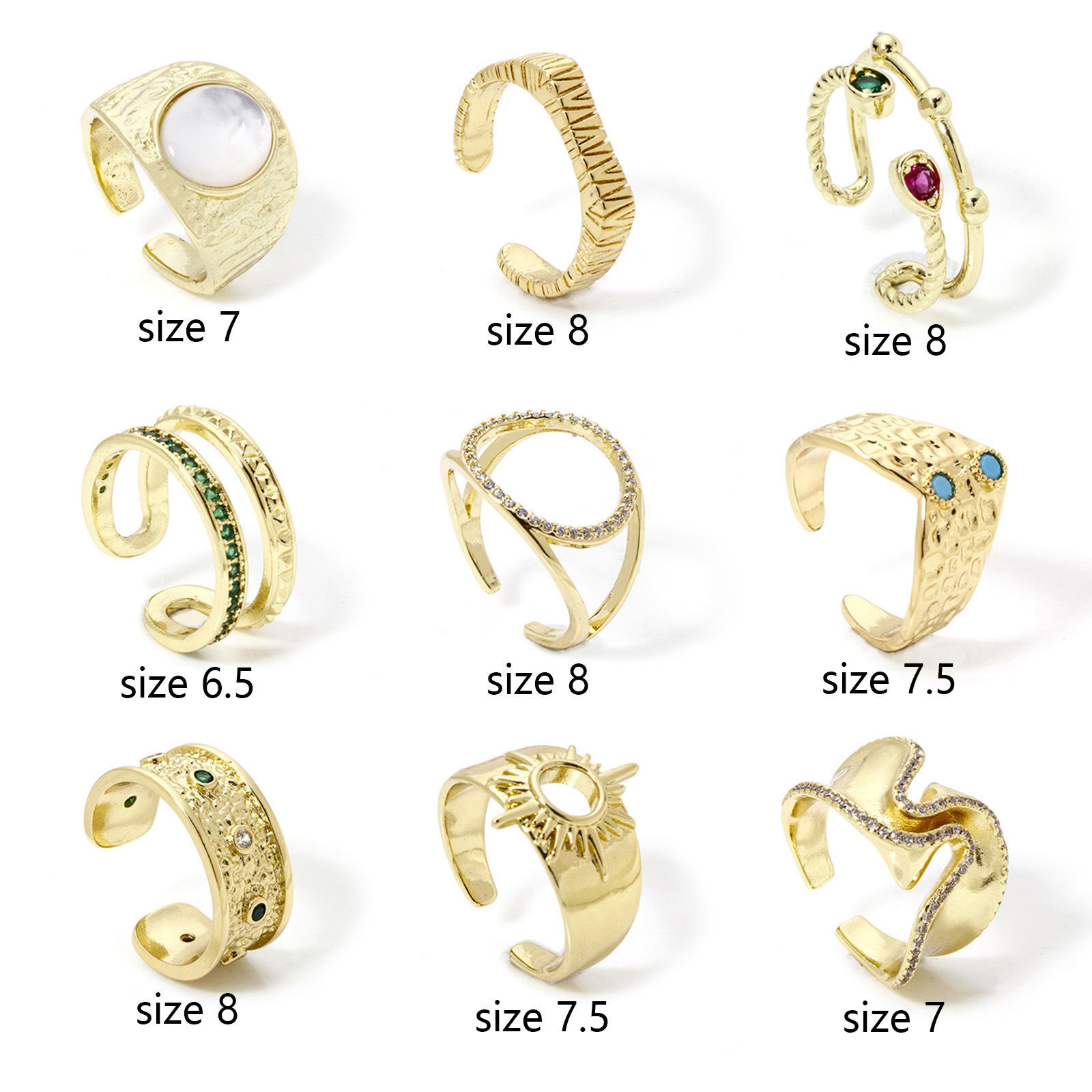 Picture of Eco-friendly Ins Style Stylish 18K Real Gold Plated Brass Open Rings For Women