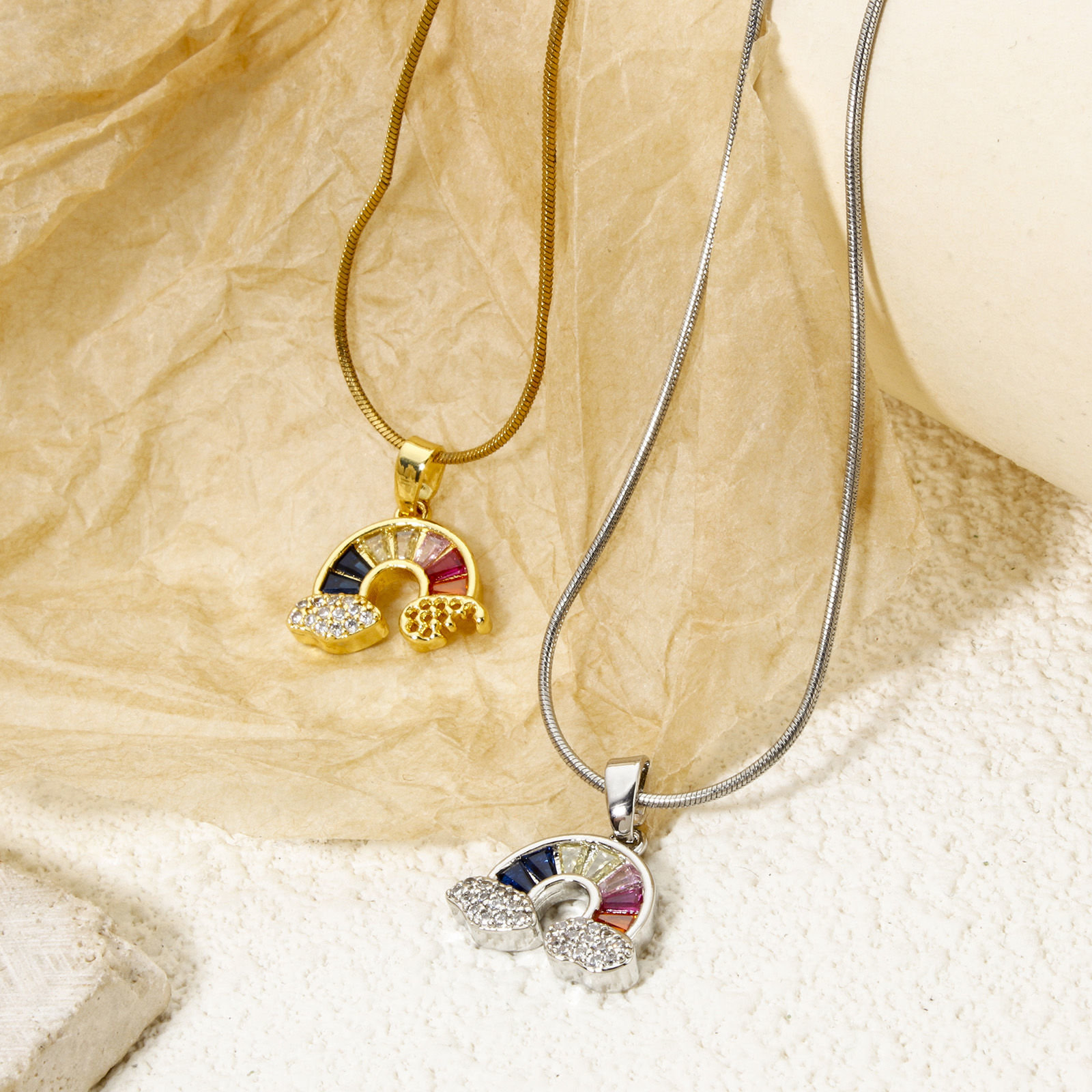 Imagen de 1 Unidad Latón Colección Meteorológica Colgantes Charms Arco Iris Multicolor Micro Pave Claro Circón Artificial Multicolor Rhinestone 17mm x 15mm