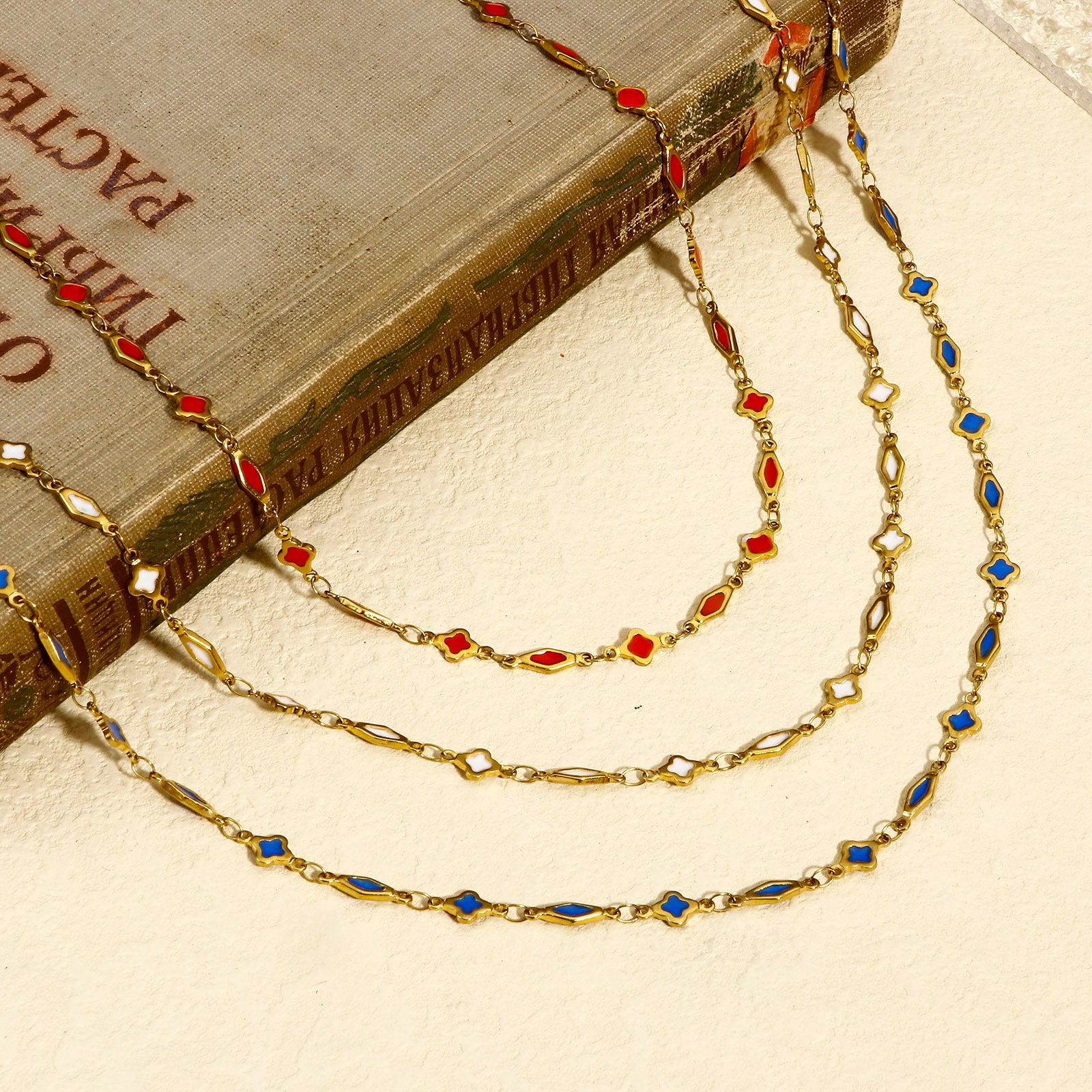 Imagen de 10 M Enchapado al Vacío 304 Acero Inoxidable Cadena de Eslabones Hechos a Mano Para Accesorios Hechos a Mano para Hacer Joyas Geométrico Chapado en Oro Esmalte de Doble Cara 6mm