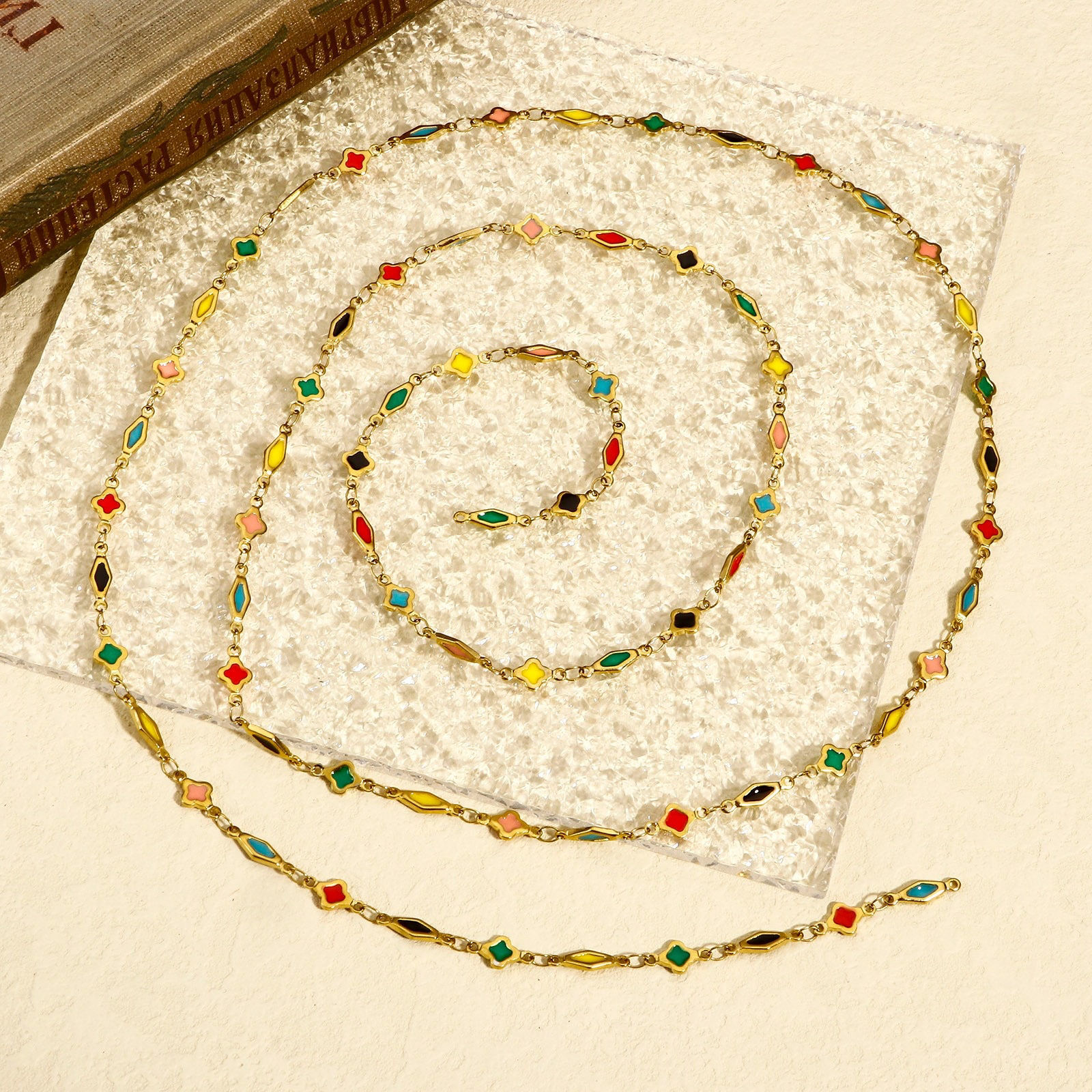 Imagen de 10 M Enchapado al Vacío 304 Acero Inoxidable Cadena de Eslabones Hechos a Mano Para Accesorios Hechos a Mano para Hacer Joyas Geométrico Chapado en Oro Esmalte de Doble Cara 6mm