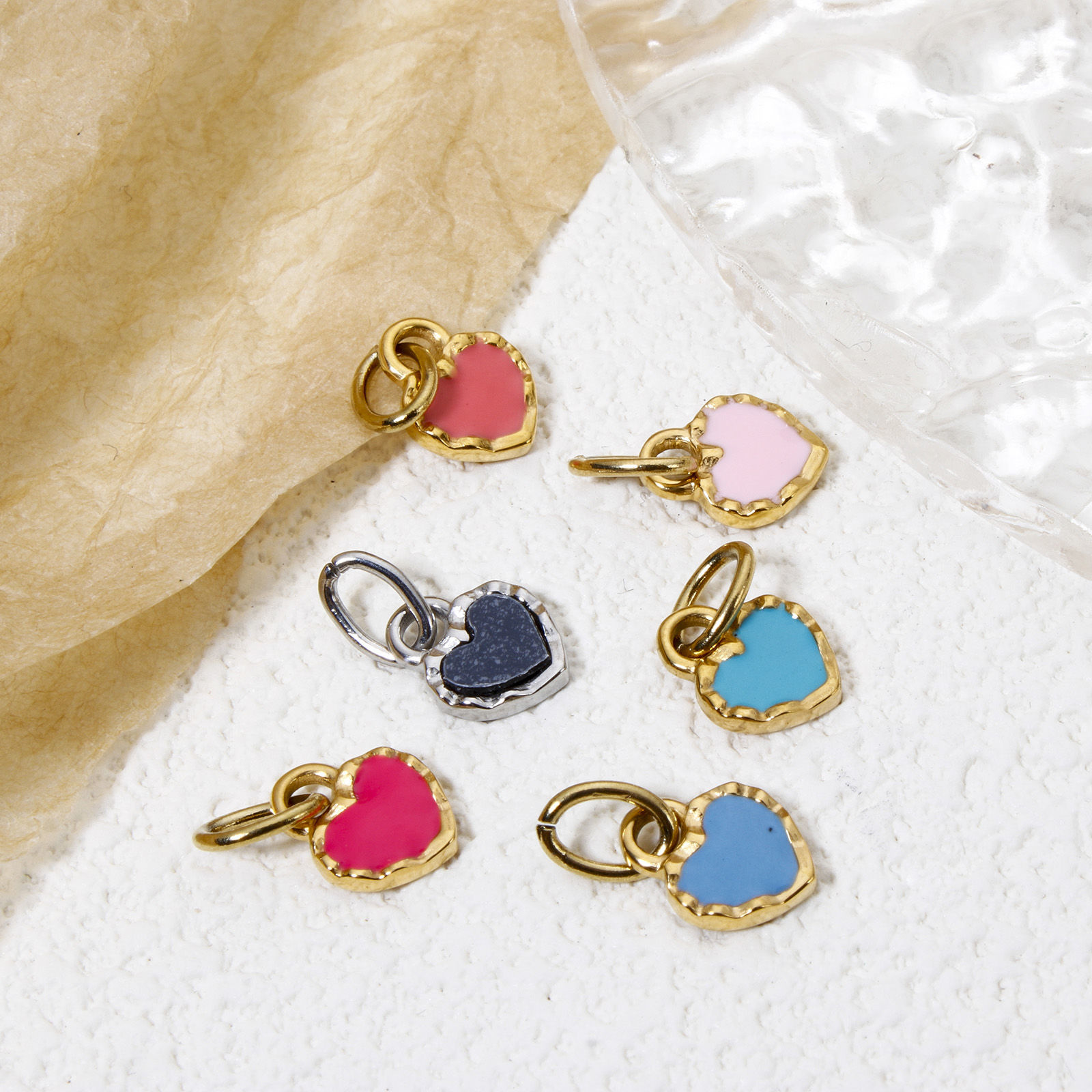 Bild von Umweltfreundliche Vakuumbeschichtung 304 Edelstahl Valentinstag Charms Herz Echtgold plattiert Bunt Emaille 15mm x 8mm