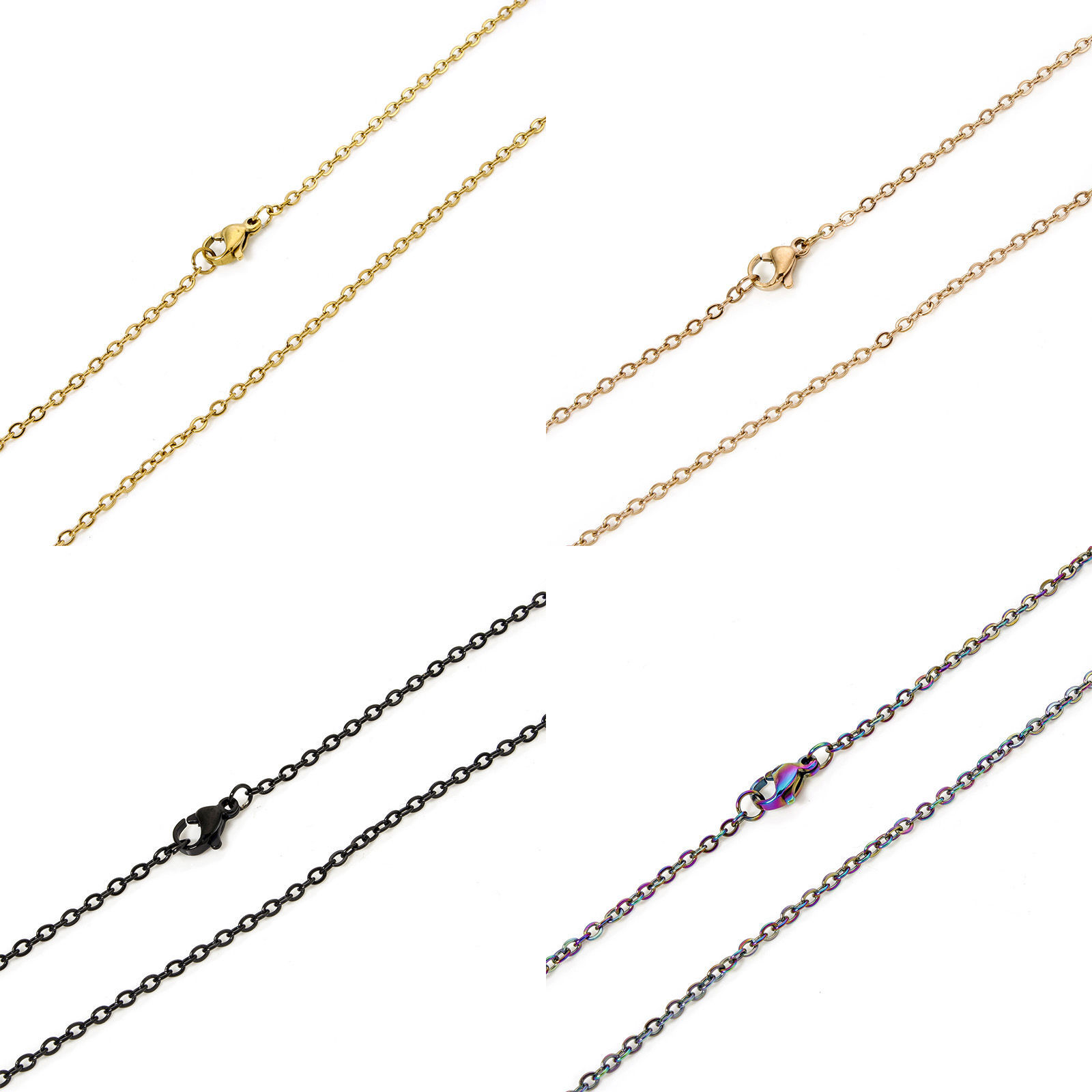 Imagen de 1 Unidad 304 Acero Inoxidable Sencillo Cable Cadena Cruz Collares Con Broche de Langosta 50.5cm longitud, Cadena: 2mm