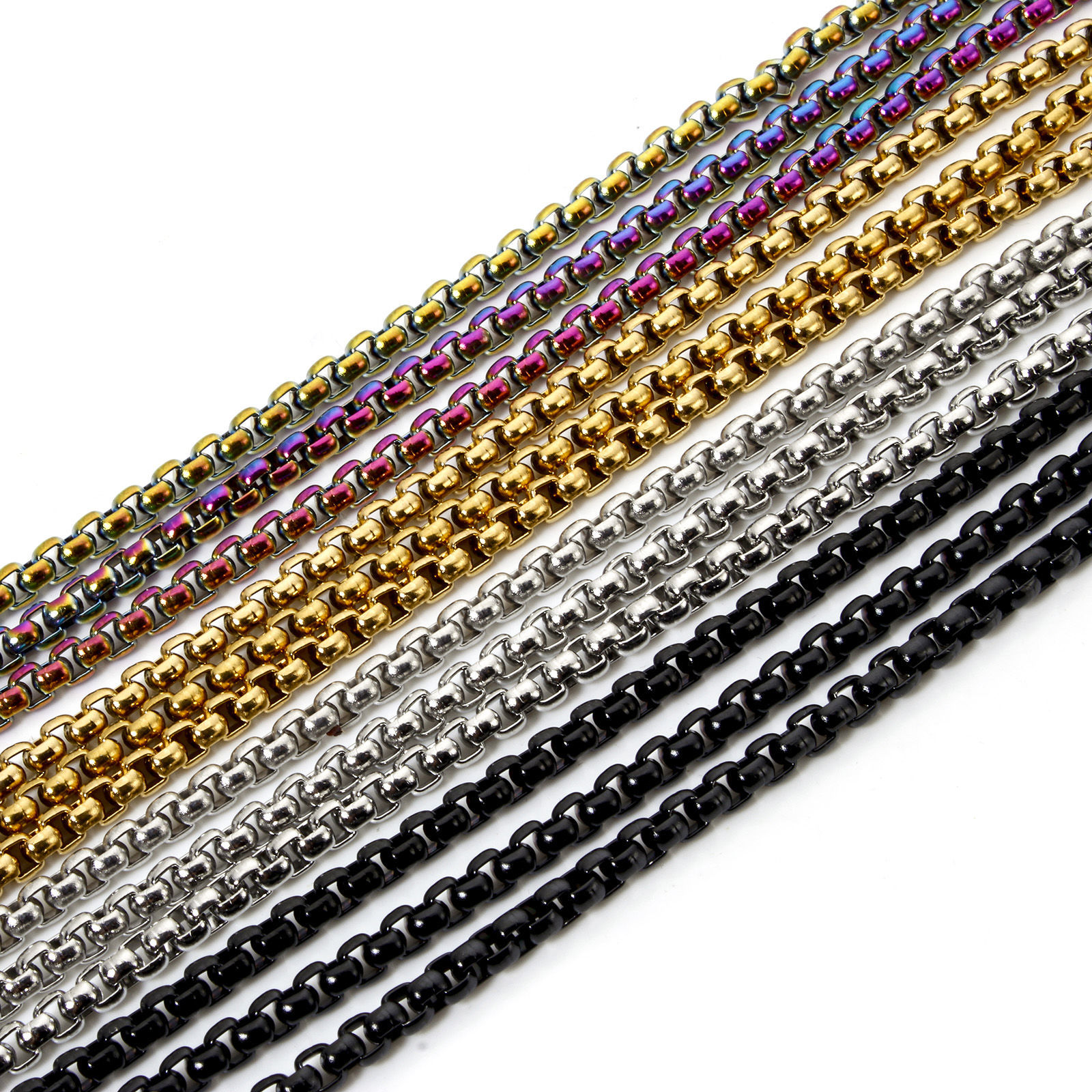 Imagen de 1 Unidad 304 Acero Inoxidable Caja Cadena Collares Con Broche de Langosta Cadena: 4mm