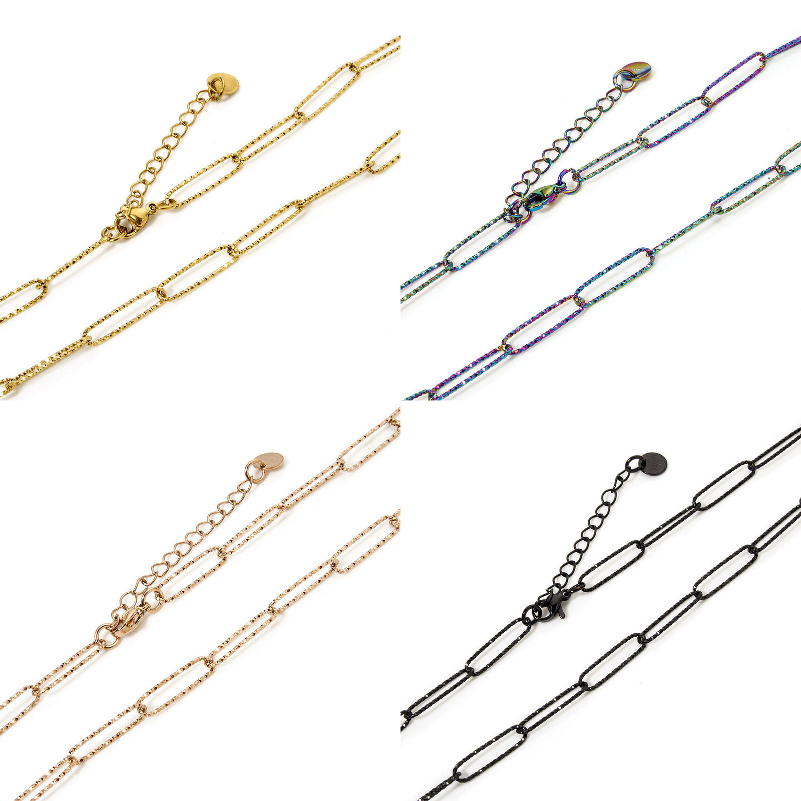 Immagine di 1 Pz 304 Acciaio Inossidabile Catena a Graffetta Collana Con Aragosta Fermagli Fibbia e Catena di Estensione 40cm Lunghezza, Dimensione della Catena 5mm