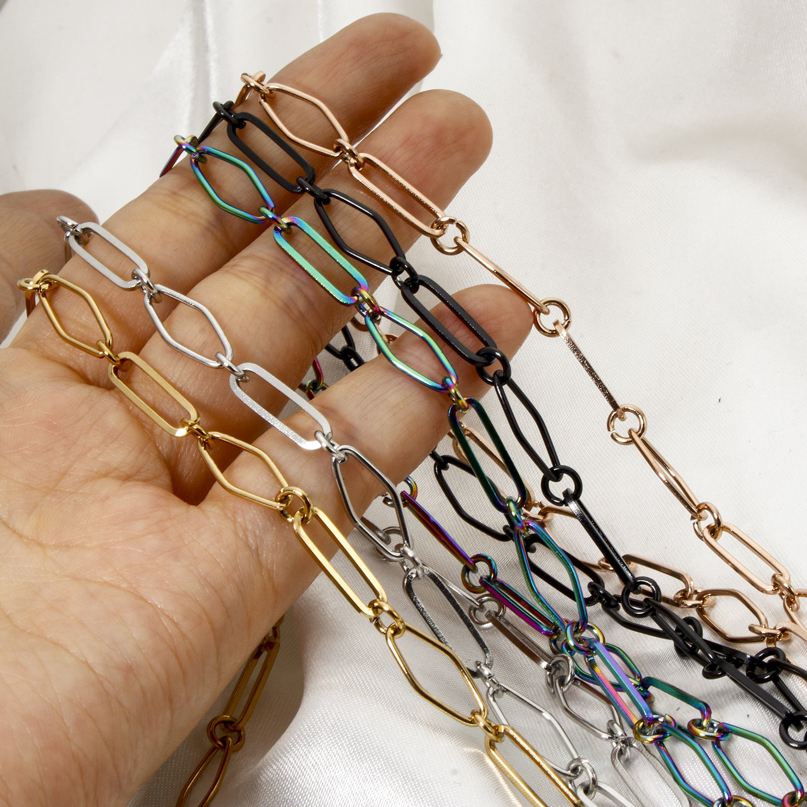 Imagen de 1 Unidad 304 Acero Inoxidable Cadena de Eslabones Hechos a Mano Collares Con Broche de Langosta y Extensor Cadena 40cm longitud