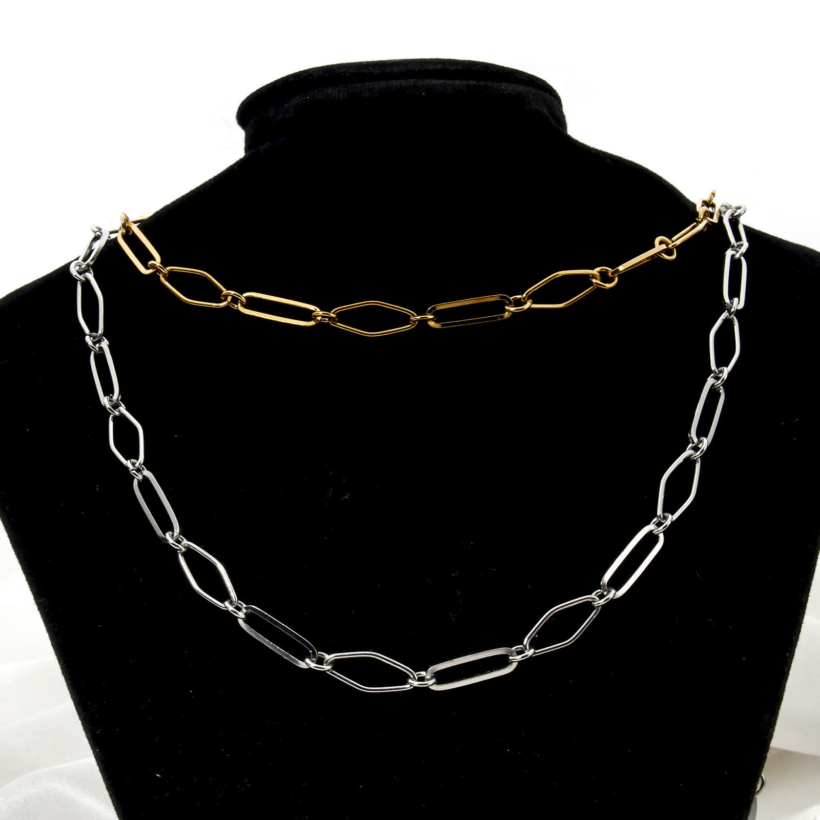 Imagen de 1 Unidad 304 Acero Inoxidable Cadena de Eslabones Hechos a Mano Collares Con Broche de Langosta y Extensor Cadena 40cm longitud