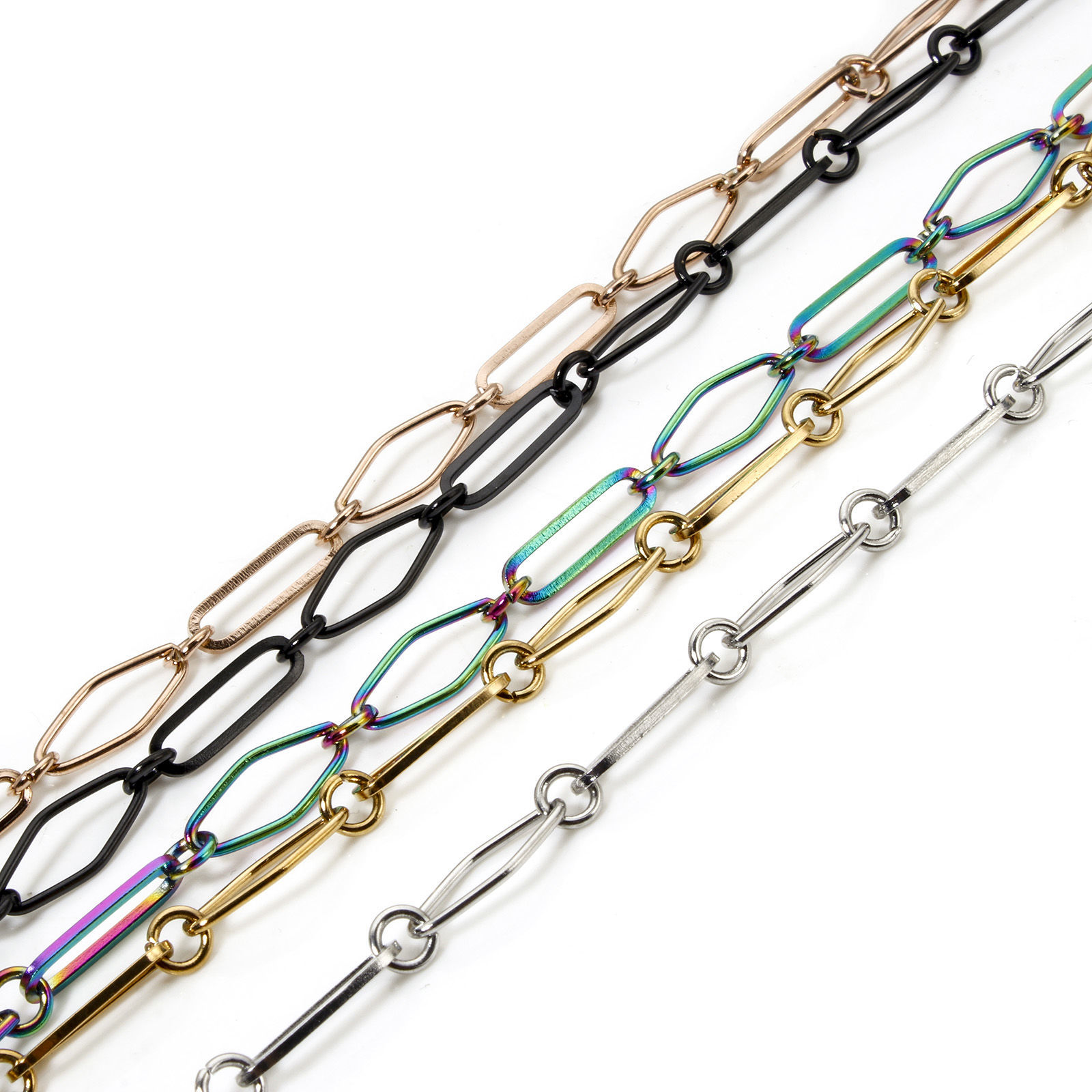 Imagen de 1 Unidad 304 Acero Inoxidable Cadena de Eslabones Hechos a Mano Collares Con Broche de Langosta y Extensor Cadena 40cm longitud