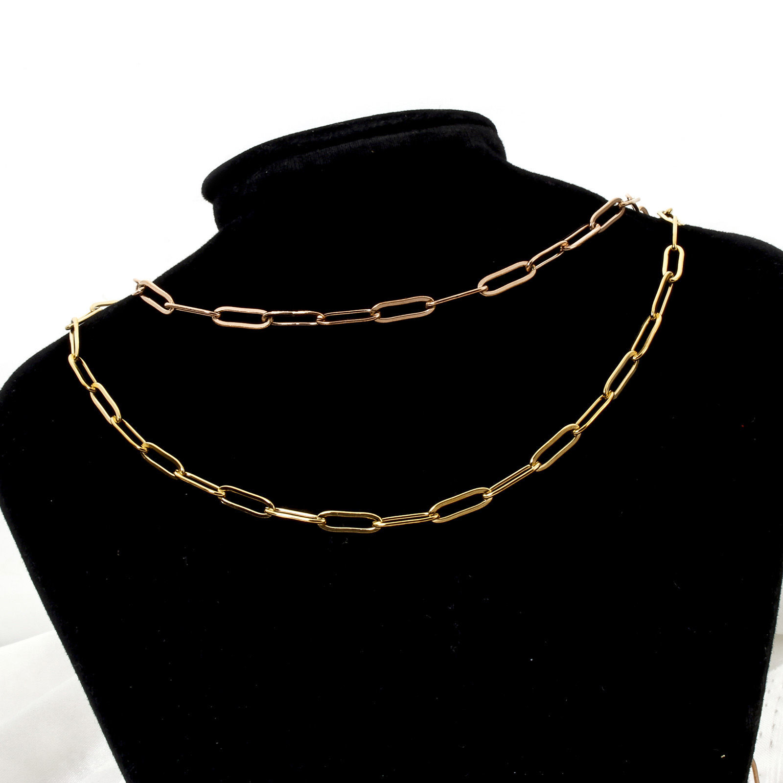 Picture of 304 Stainless Steel Paperclip Chain Necklace For DIY Jewelry Making With Lobster Claw Clasp And Extender Chain 40cm(15.7") long, Chain Size: 4mm