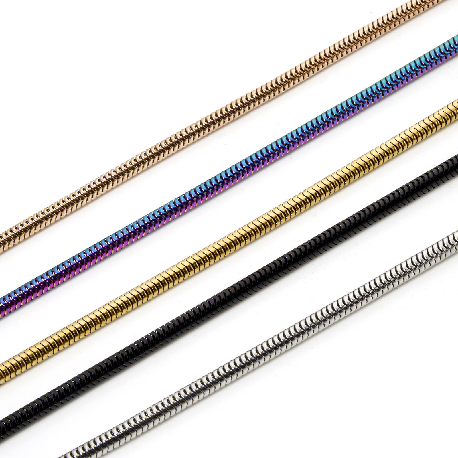 Imagen de 1 Unidad 304 Acero Inoxidable Cadena Serpiente Collares Con Broche de Langosta y Extensor Cadena 40cm longitud, Cadena: 3mm