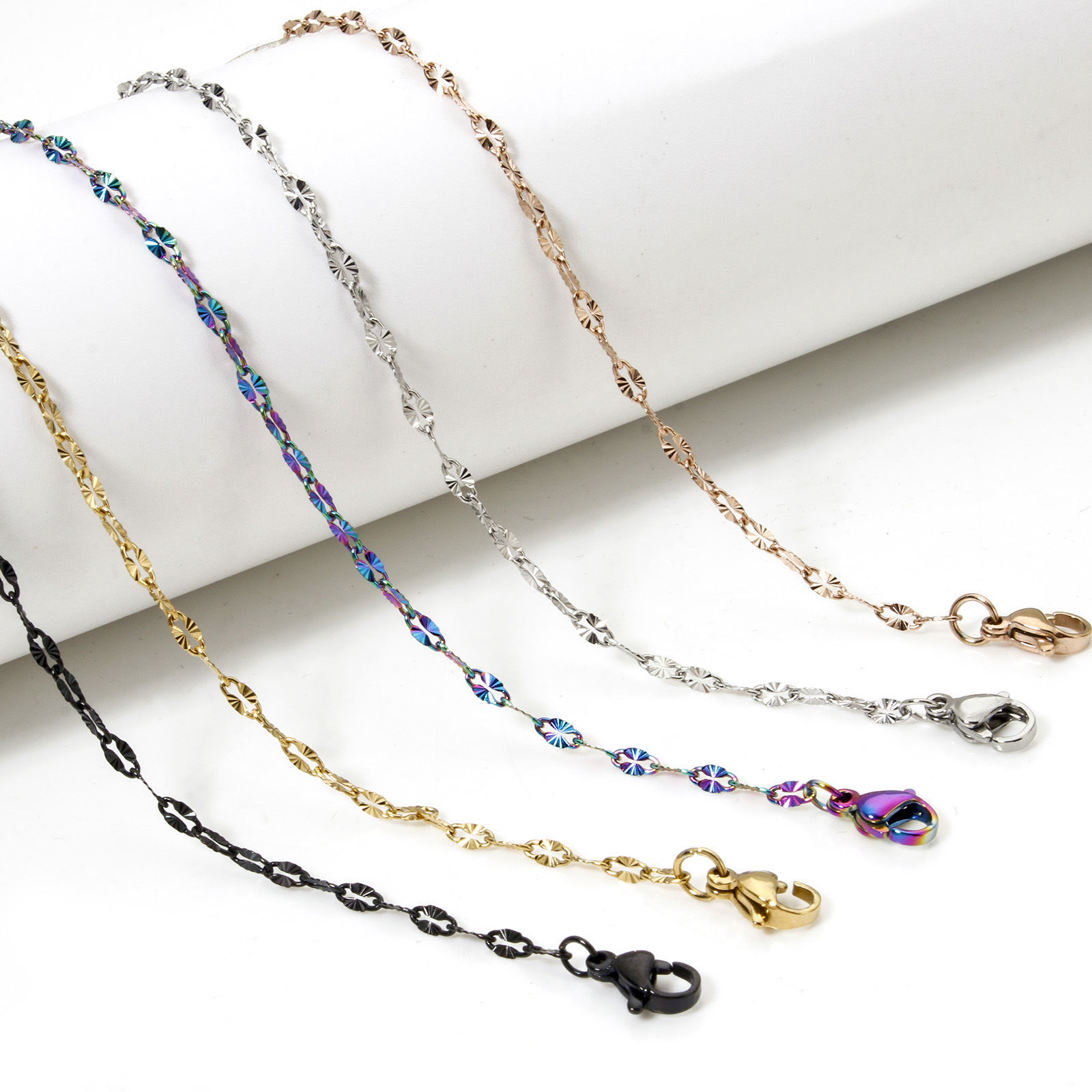 Picture of 304 Stainless Steel Lips Chain Necklace For DIY Jewelry Making With Lobster Claw Clasp And Extender Chain 40cm(15.7") long, Chain Size: 2.5mm